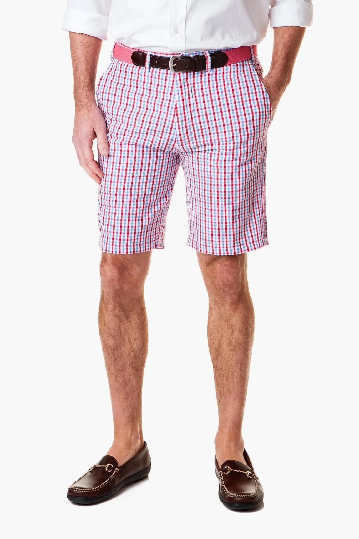 Red White and Blue Seersucker Check Shorts sold by Tuckernuck