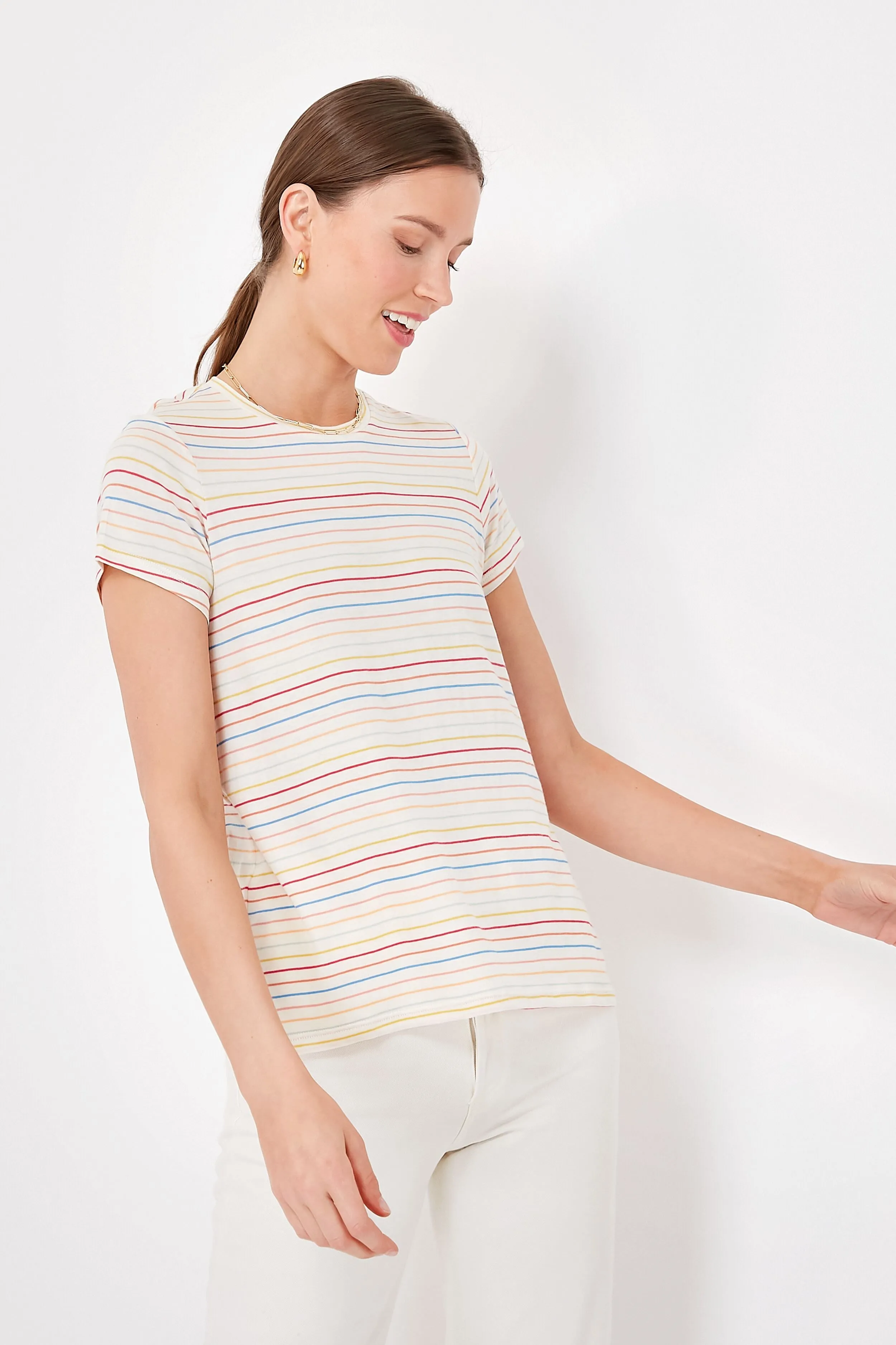Rainbow Stripe Short Sleeve Swing Crew Tee sold by Tuckernuck