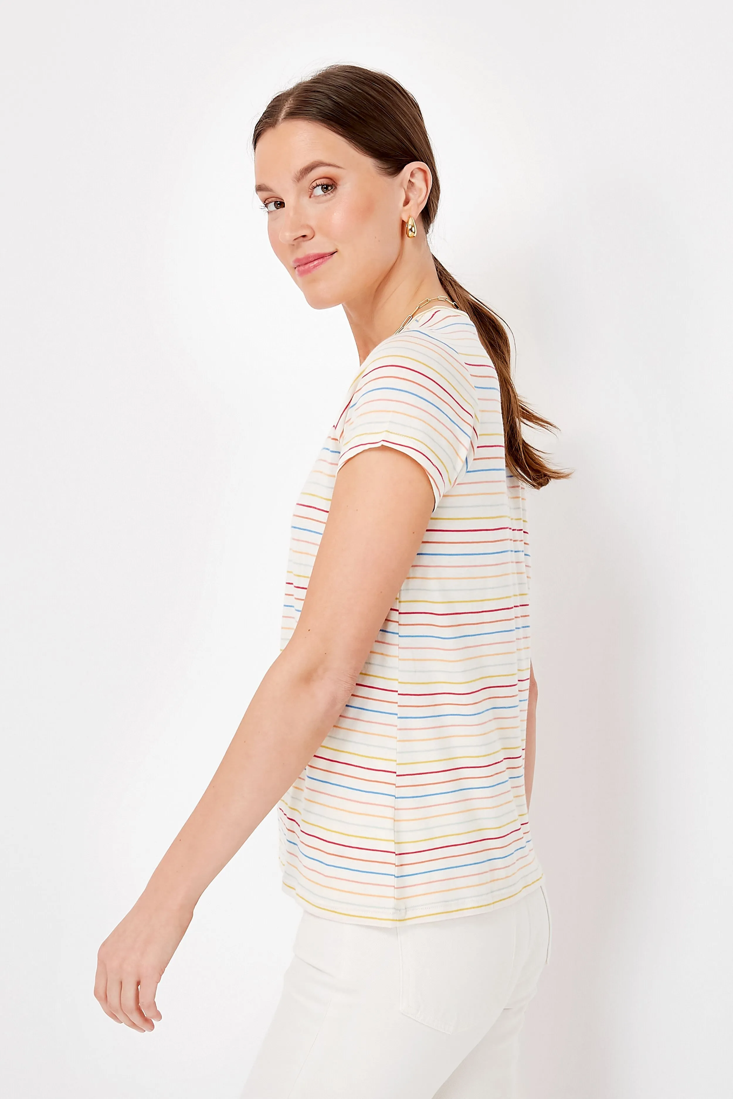 Rainbow Stripe Short Sleeve Swing Crew Tee sold by Tuckernuck product image thumbnail 3