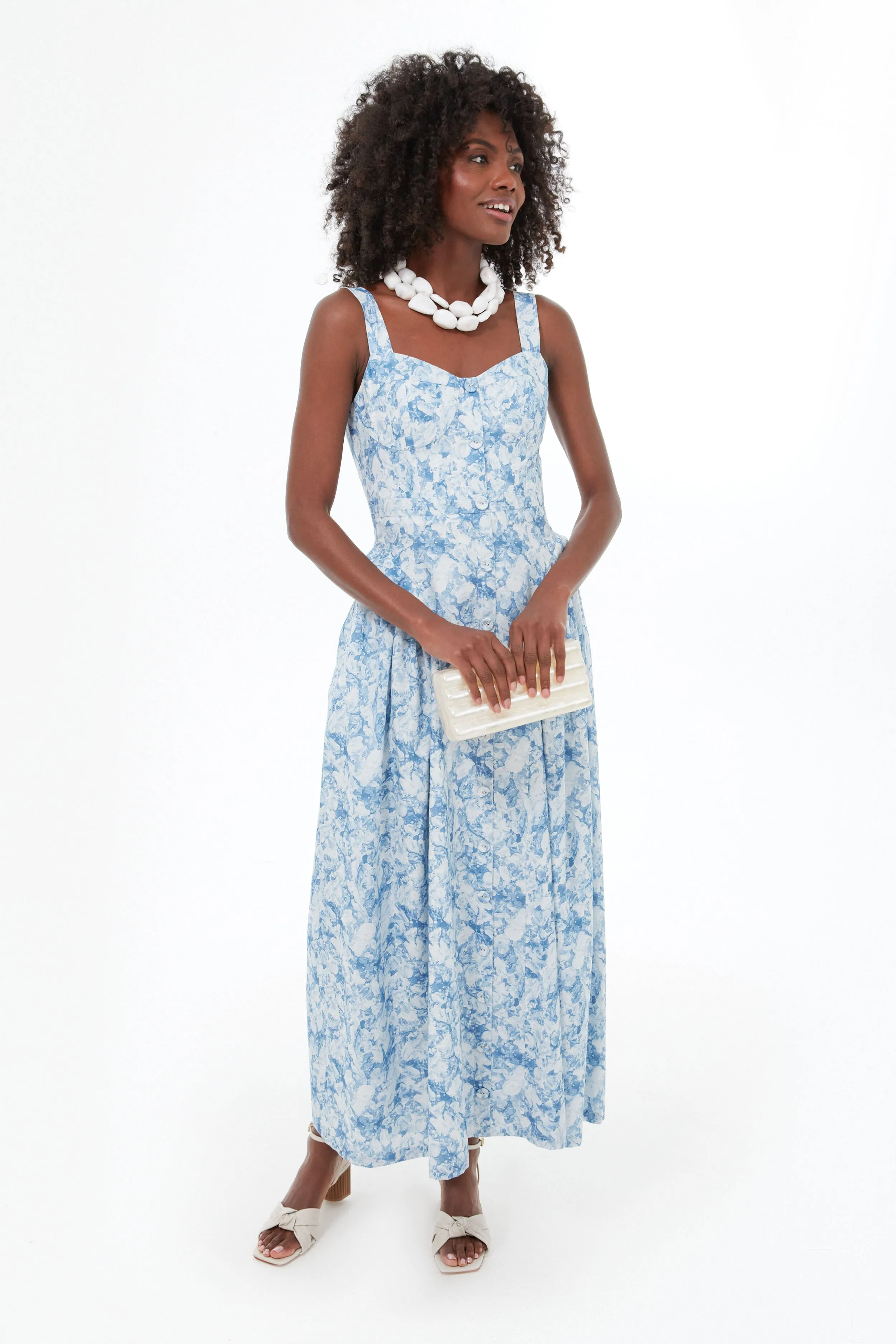 Blue Abstract Floral Rosemary Midi Dress sold by Tuckernuck