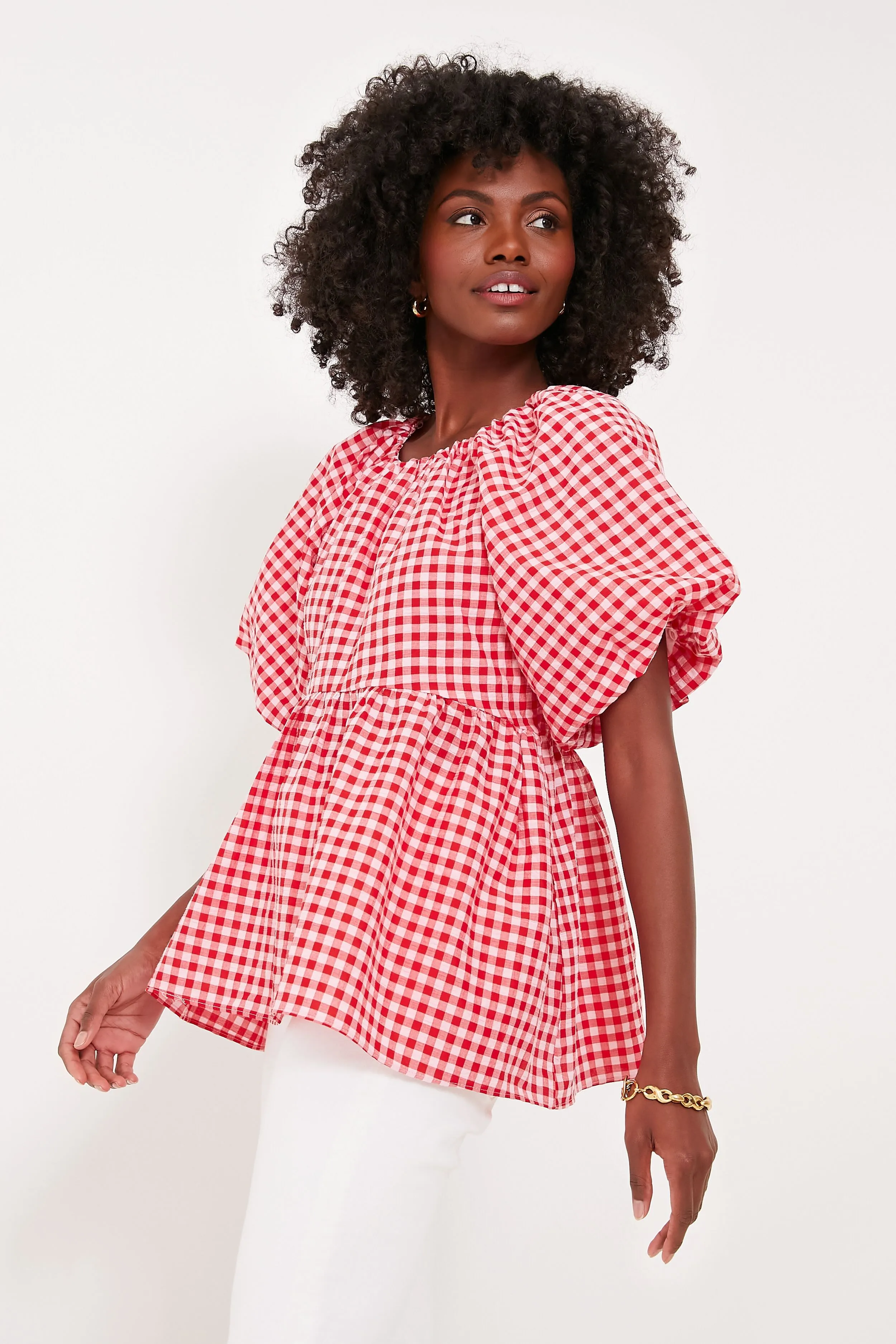 Pink and Red Gingham Hadley Blouse sold by Tuckernuck product image thumbnail 3