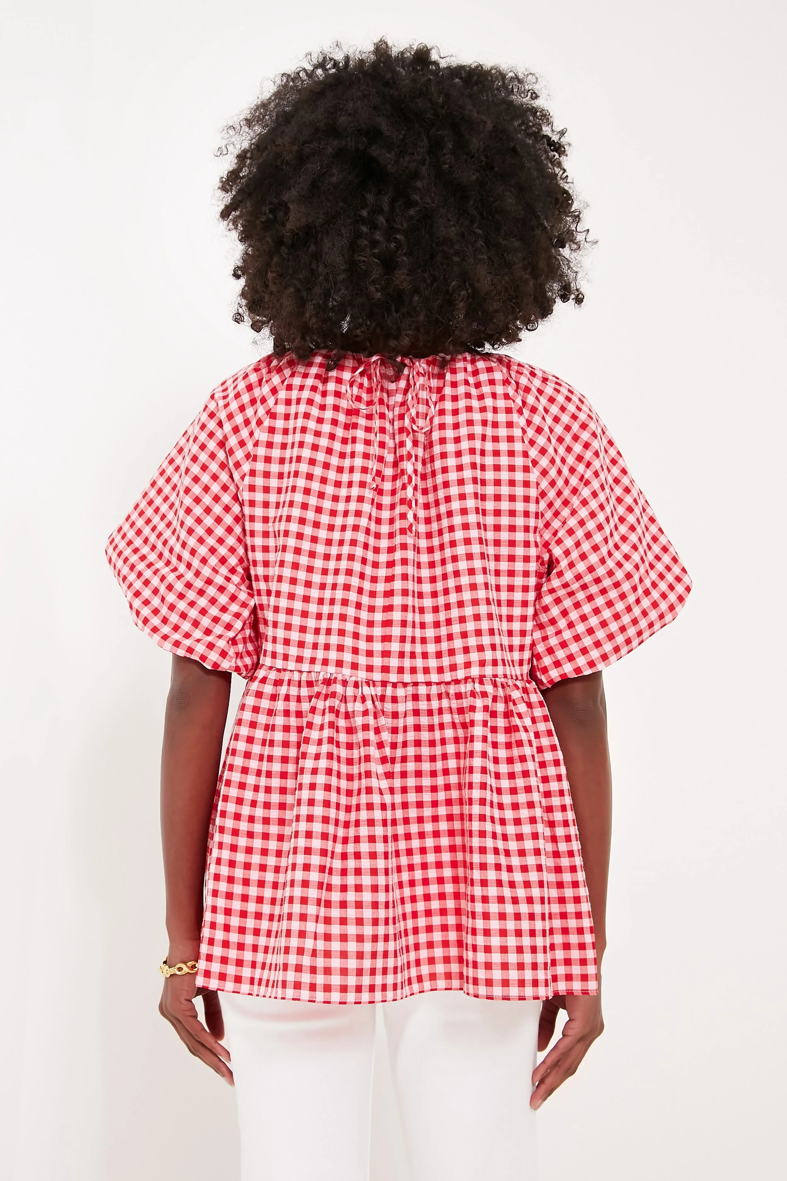 Pink and Red Gingham Hadley Blouse sold by Tuckernuck product image thumbnail 4