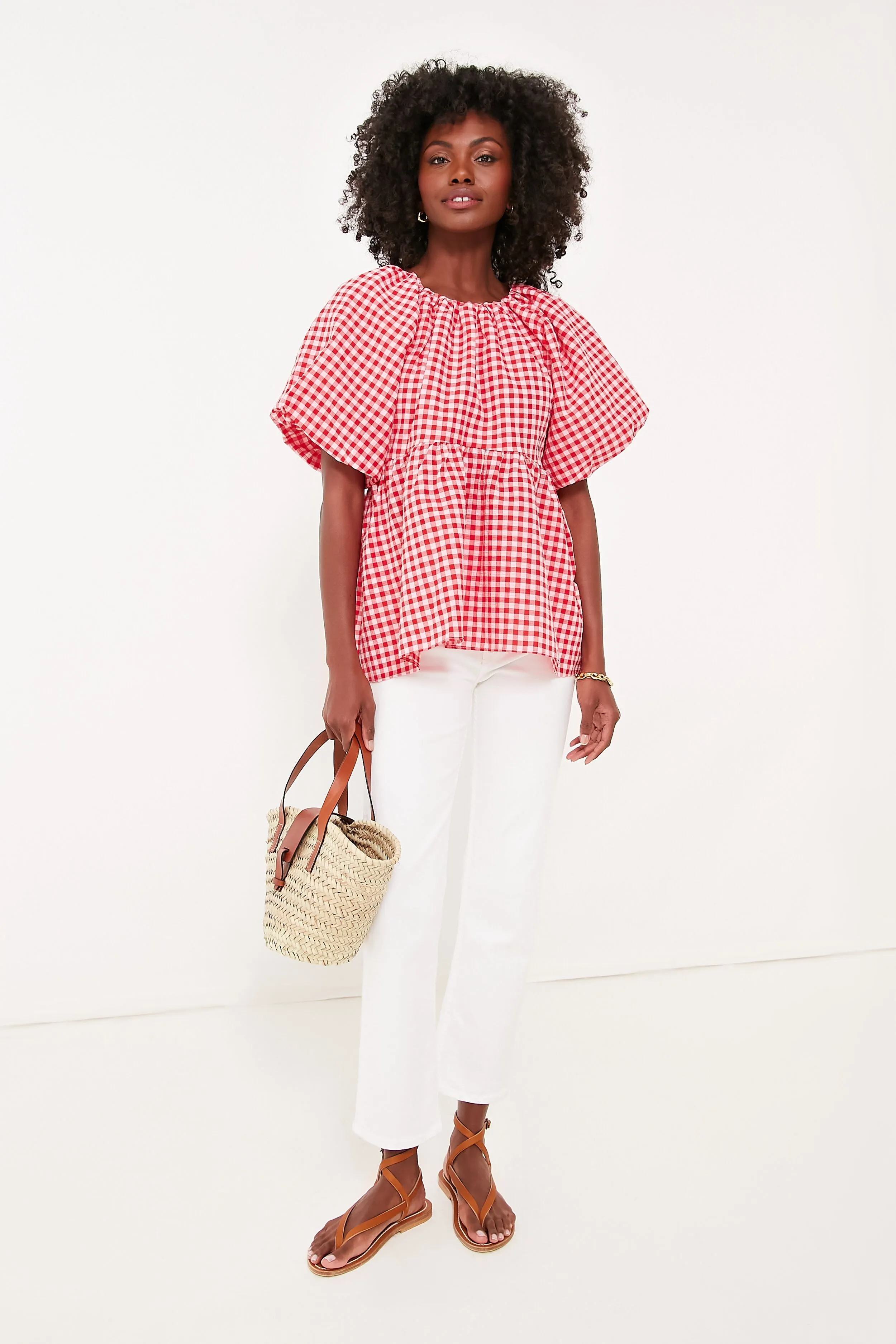 Pink and Red Gingham Hadley Blouse sold by Tuckernuck