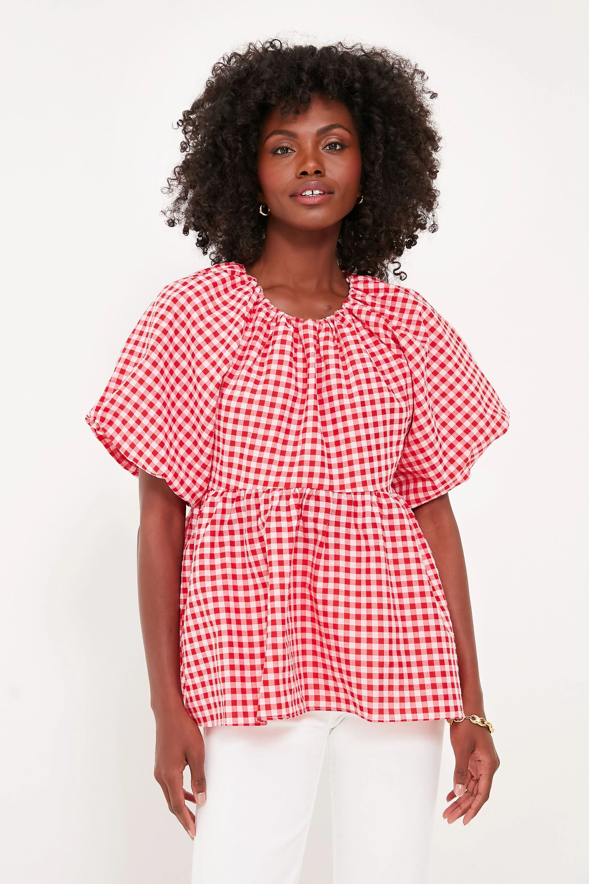 Pink and Red Gingham Hadley Blouse sold by Tuckernuck product image thumbnail 2