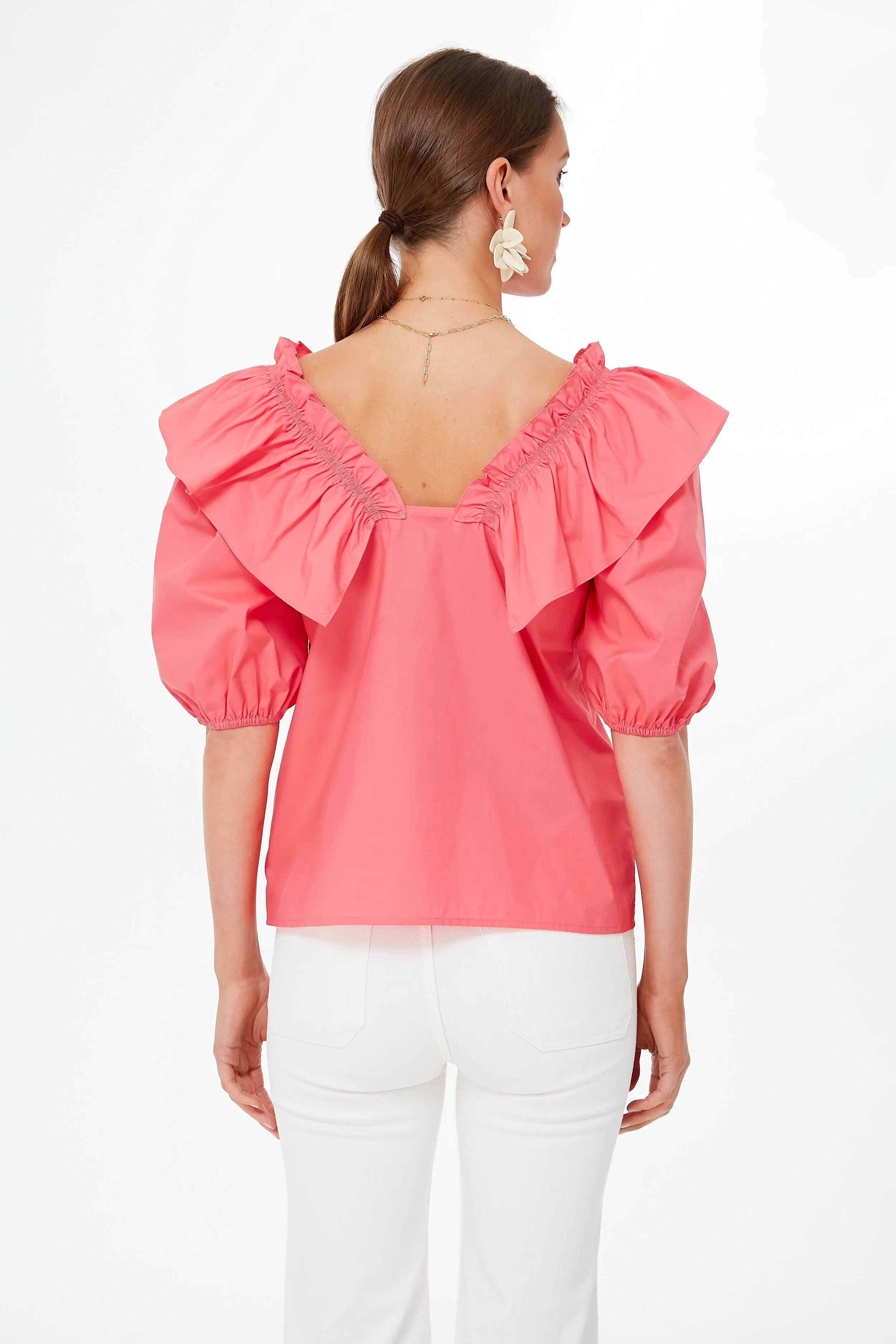 Punchy Pink Ruffle Collar Mae Blouse sold by Tuckernuck product image thumbnail 4