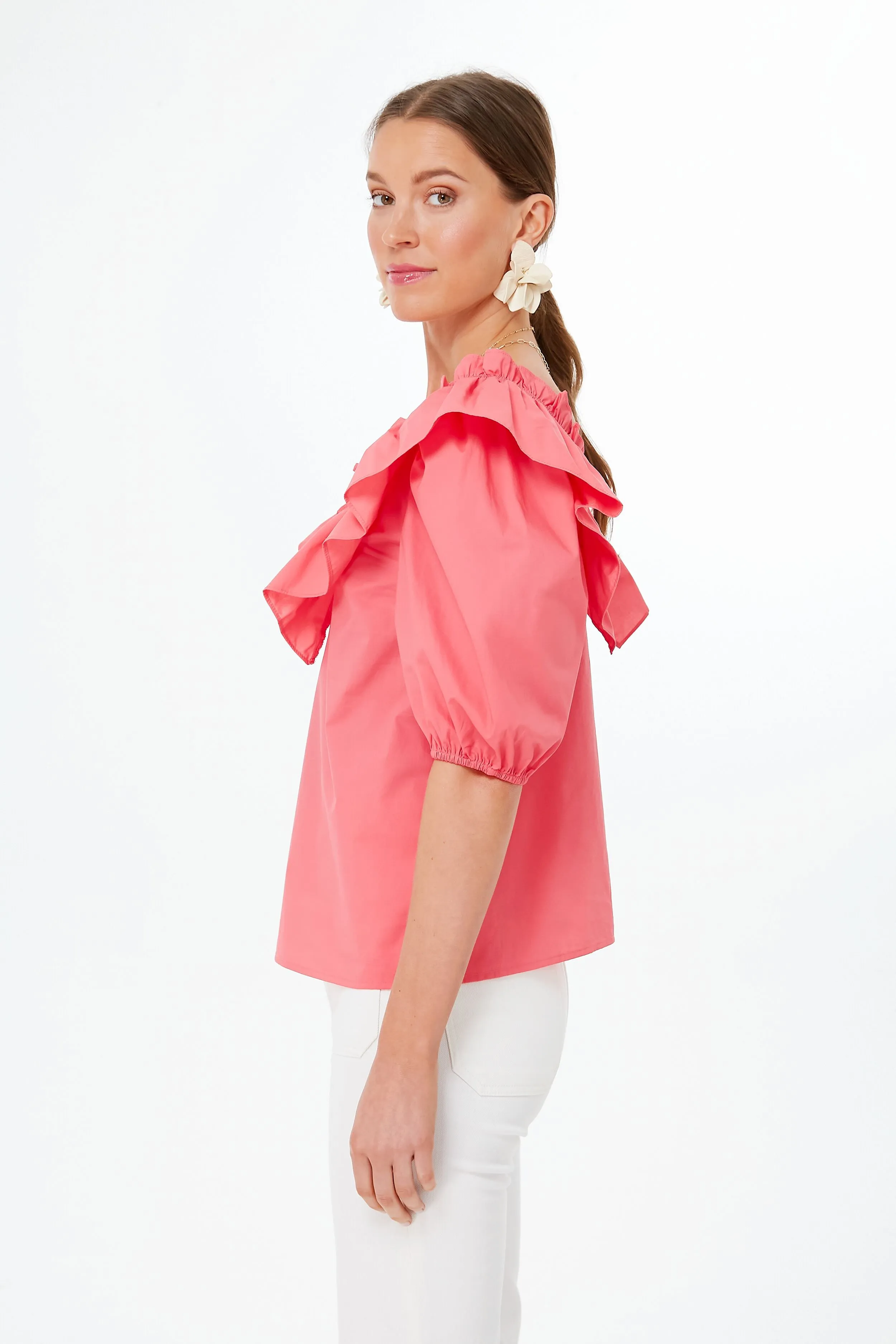 Punchy Pink Ruffle Collar Mae Blouse sold by Tuckernuck product image thumbnail 3