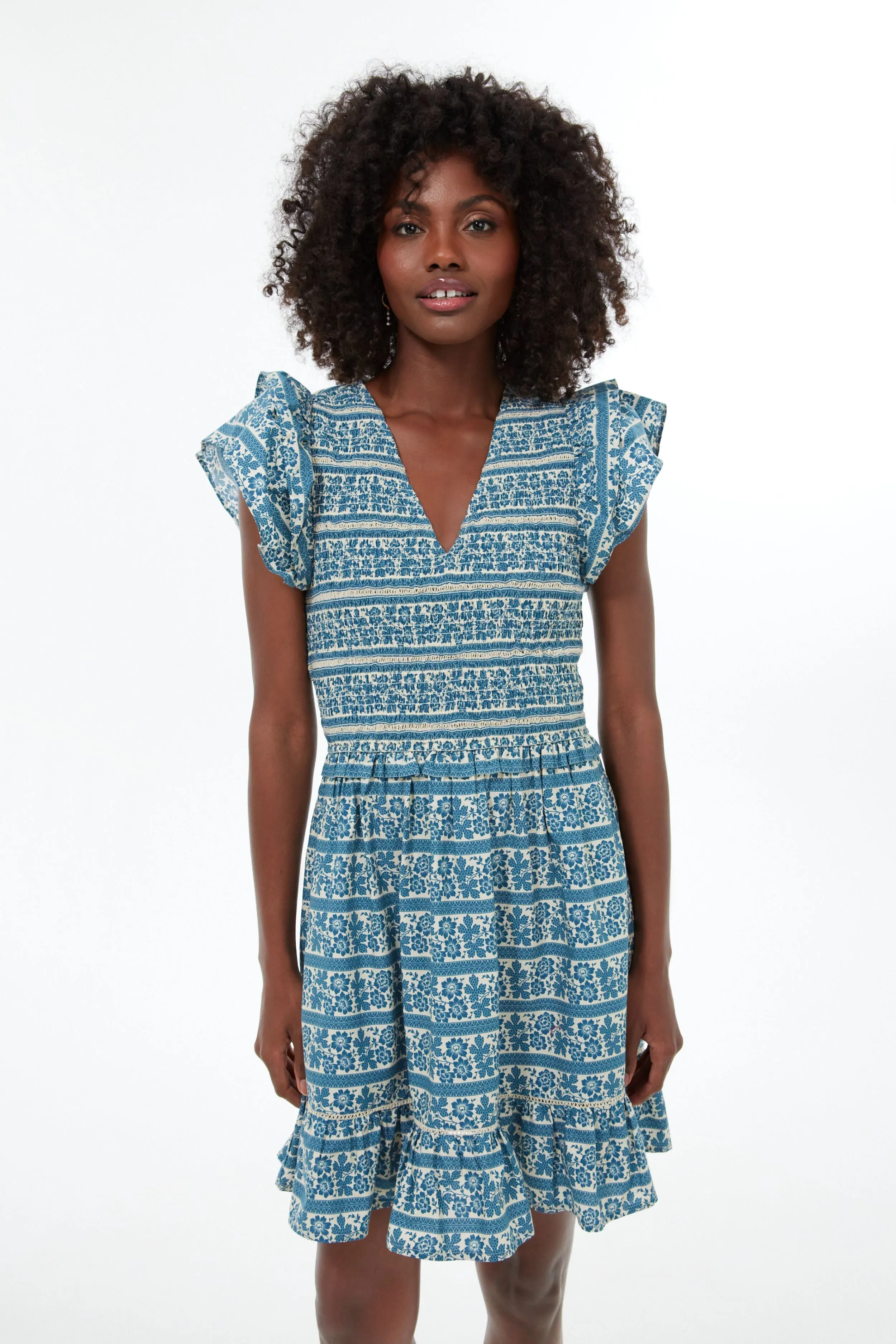 Exclusive Multi Arlo Print Flutter Sleeve Smocked Mini Dress sold by Tuckernuck product image thumbnail 5