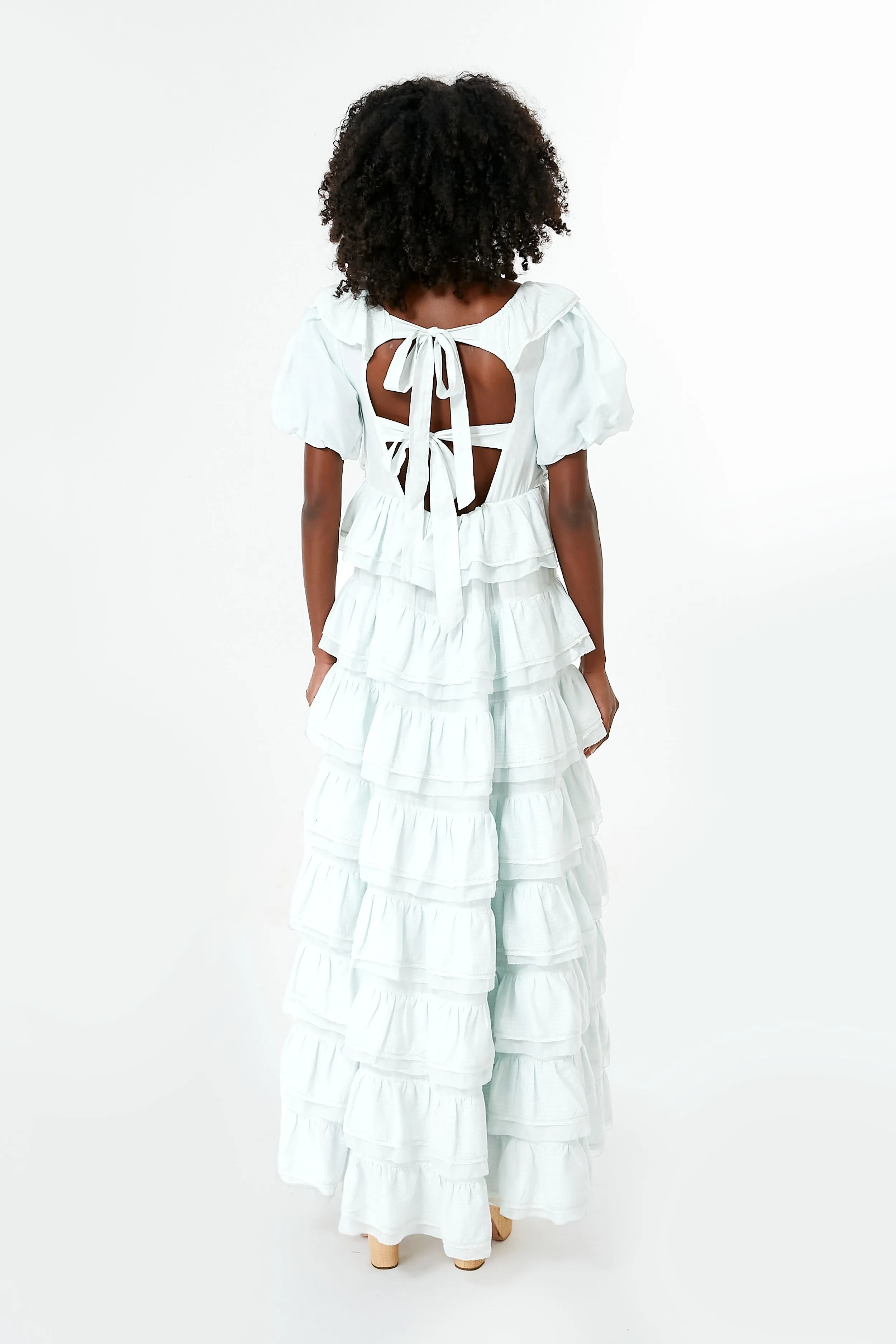 Bit of Blue Puff Sleeve Tier Frill Maxi Dress sold by Tuckernuck product image thumbnail 4