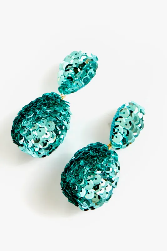 Turquoise Sequin Sandra Earrings sold by Tuckernuck