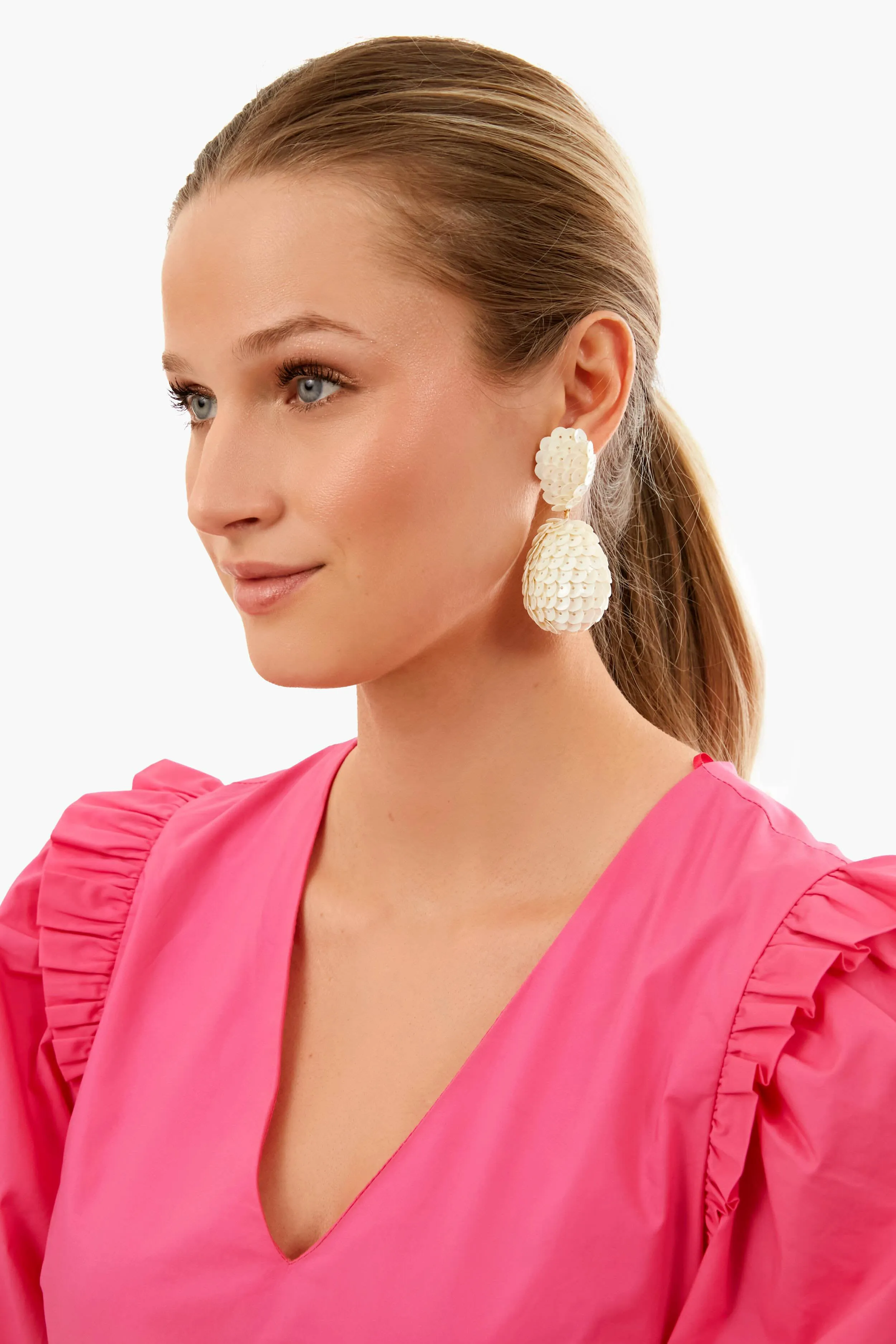 Cream Sequin Sandra Earrings sold by Tuckernuck product image thumbnail 2