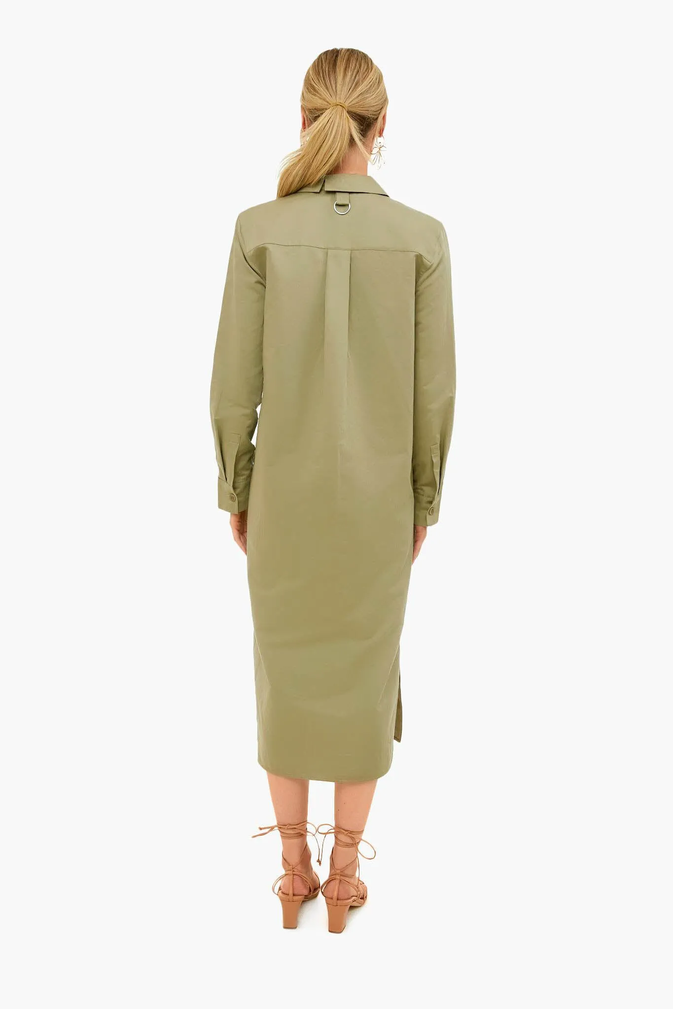 Dark Clay Cotton Linen Sateen Shirtdress sold by Tuckernuck product image thumbnail 4