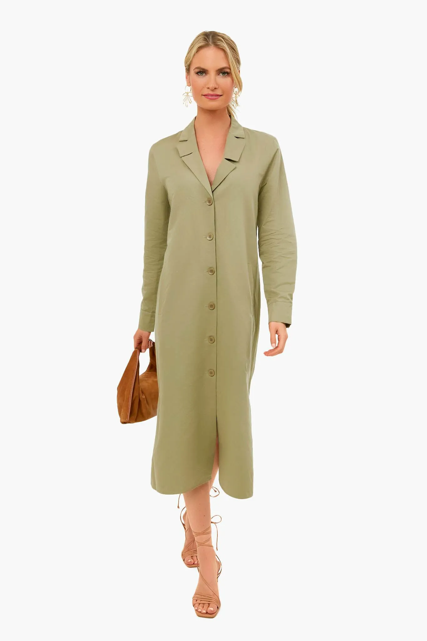 Dark Clay Cotton Linen Sateen Shirtdress sold by Tuckernuck product image thumbnail 2
