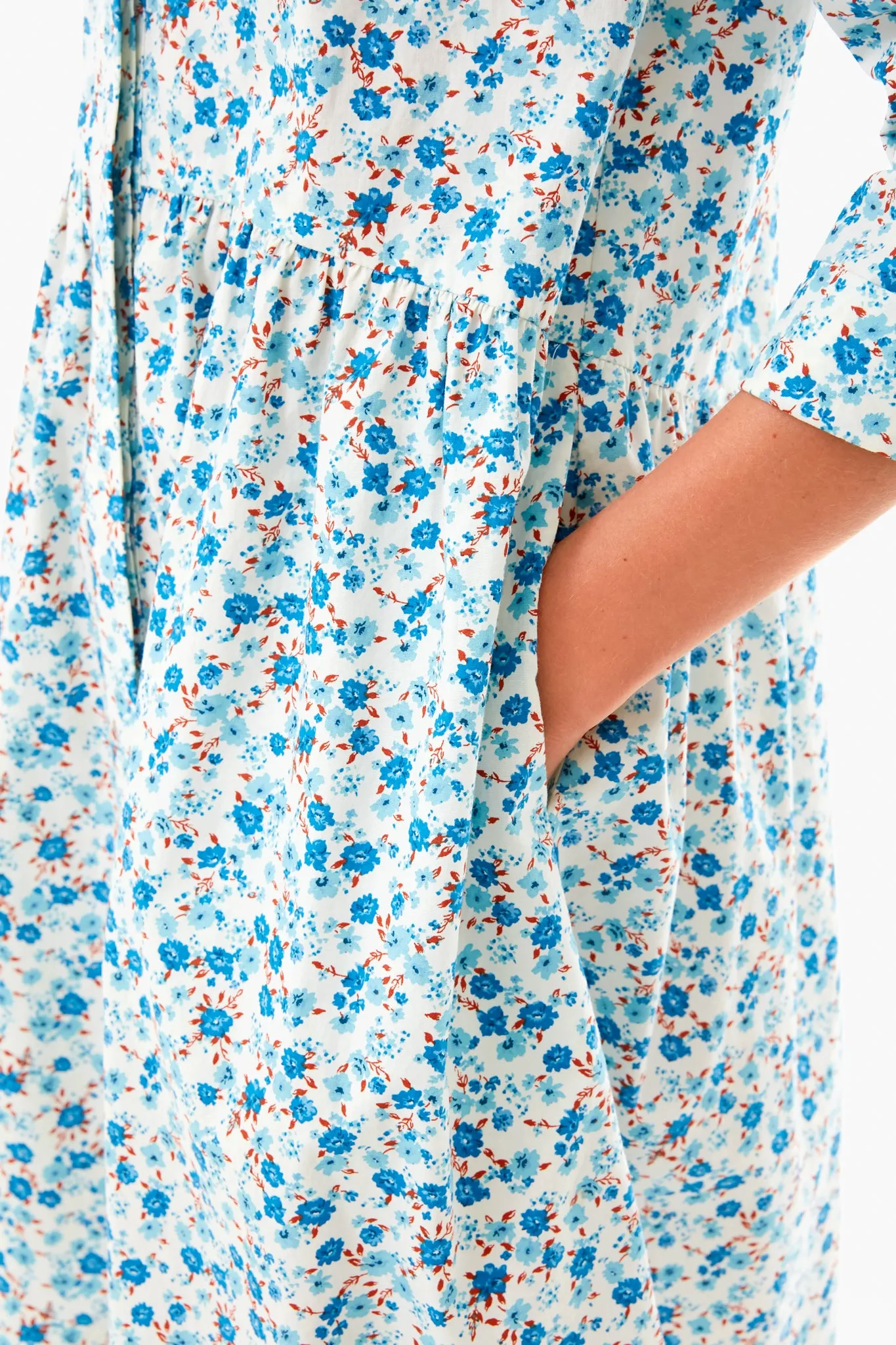 Calico Floral Royal Shirt Dress sold by Tuckernuck product image thumbnail 5