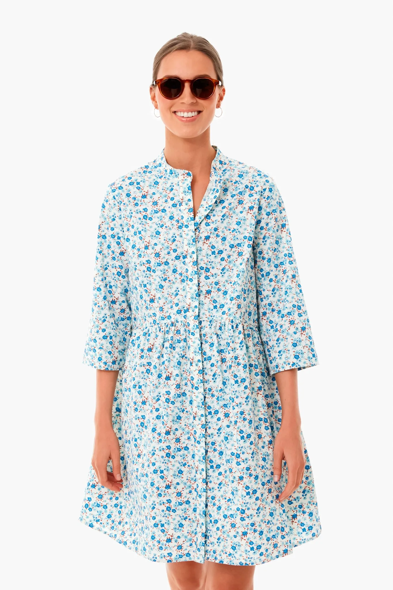 Calico Floral Royal Shirt Dress sold by Tuckernuck product image thumbnail 2