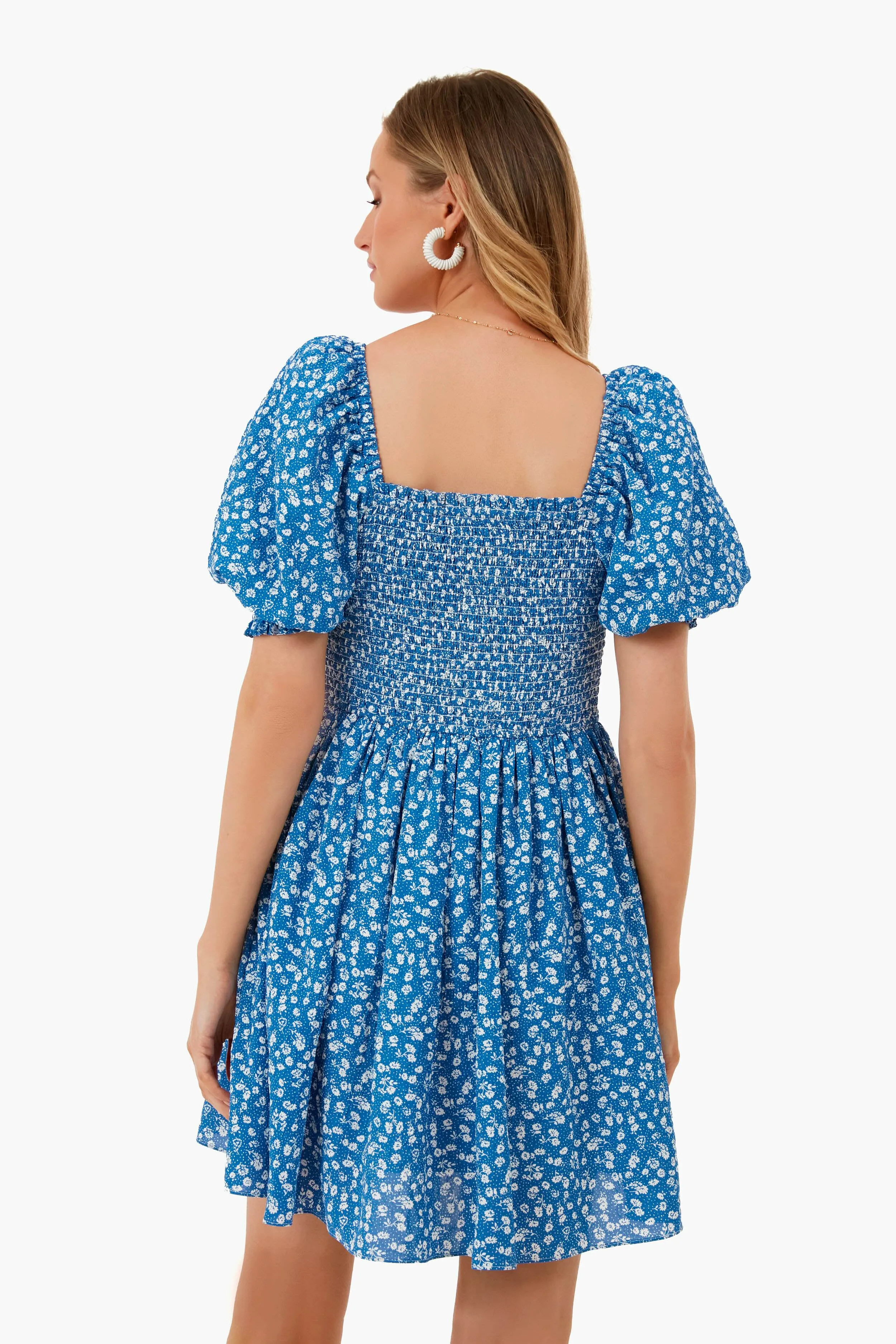 Blue Ditsy Floral Pai Mini Dress sold by Tuckernuck product image thumbnail 4