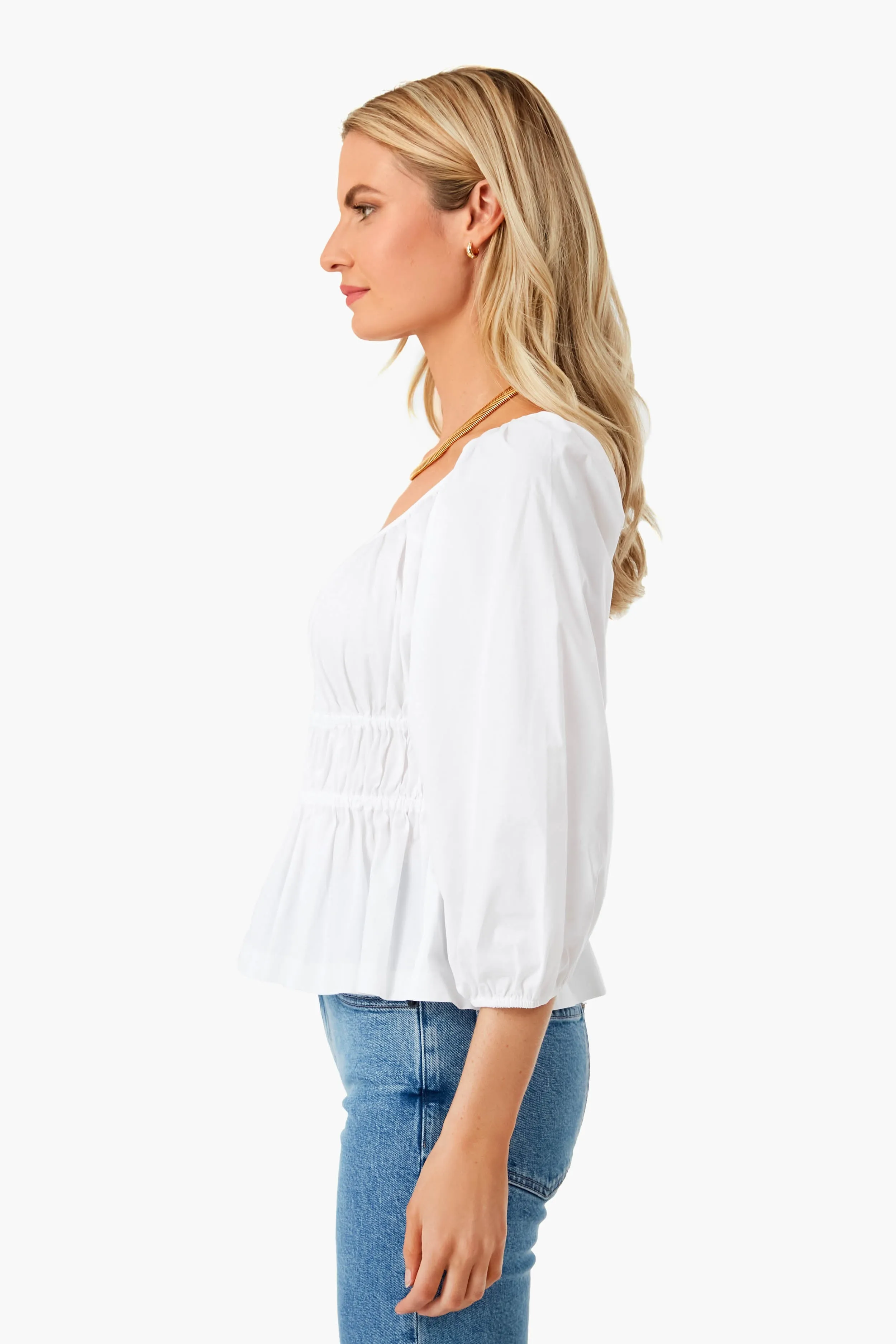 Fresh White Poplin Long Sleeve Riviera Top sold by Tuckernuck product image thumbnail 3