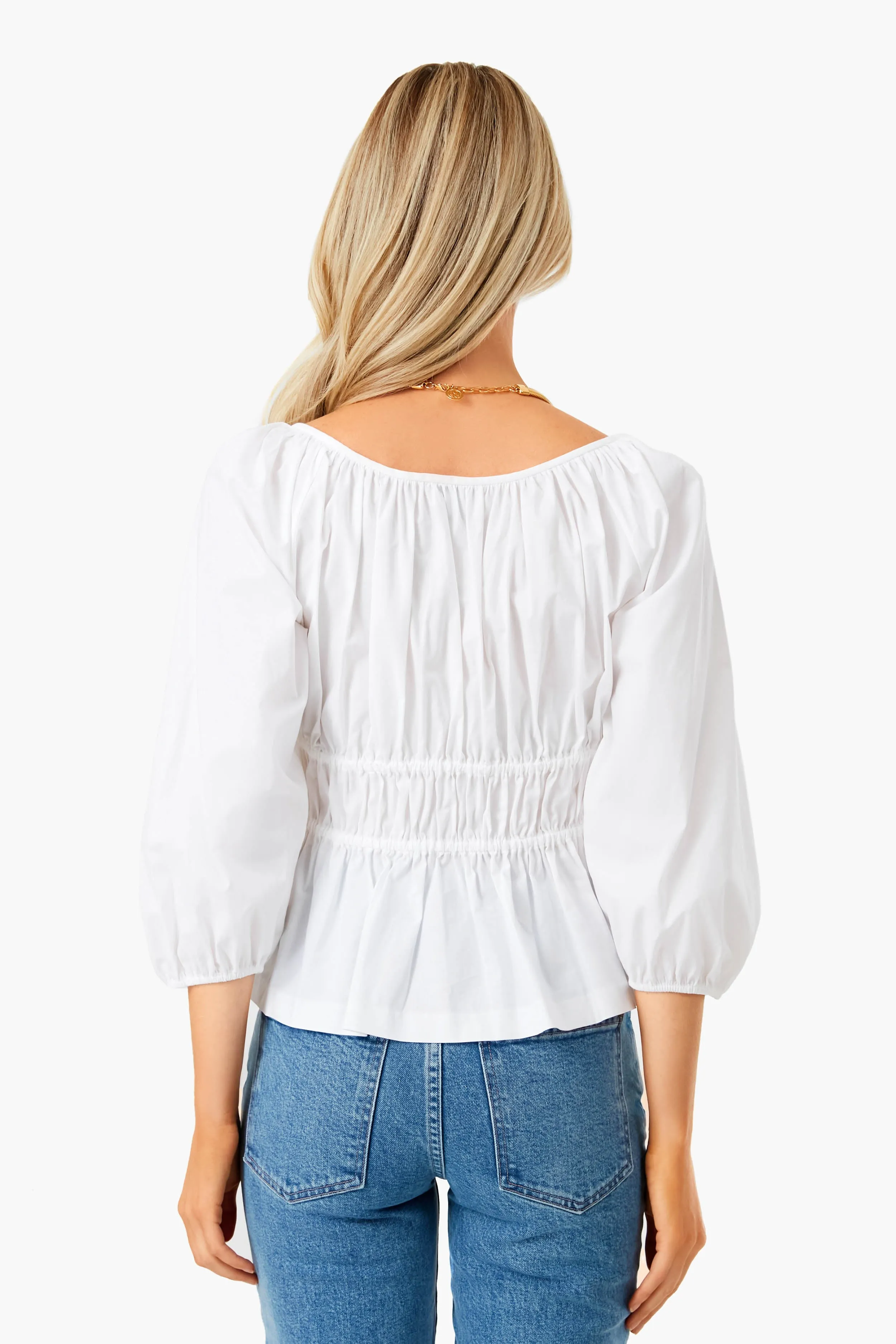 Fresh White Poplin Long Sleeve Riviera Top sold by Tuckernuck product image thumbnail 4