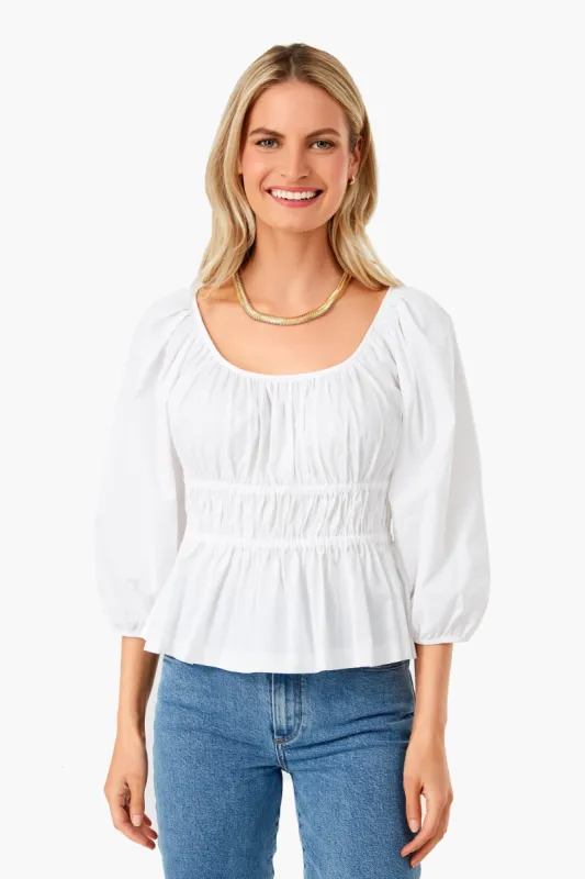 Fresh White Poplin Long Sleeve Riviera Top sold by Tuckernuck