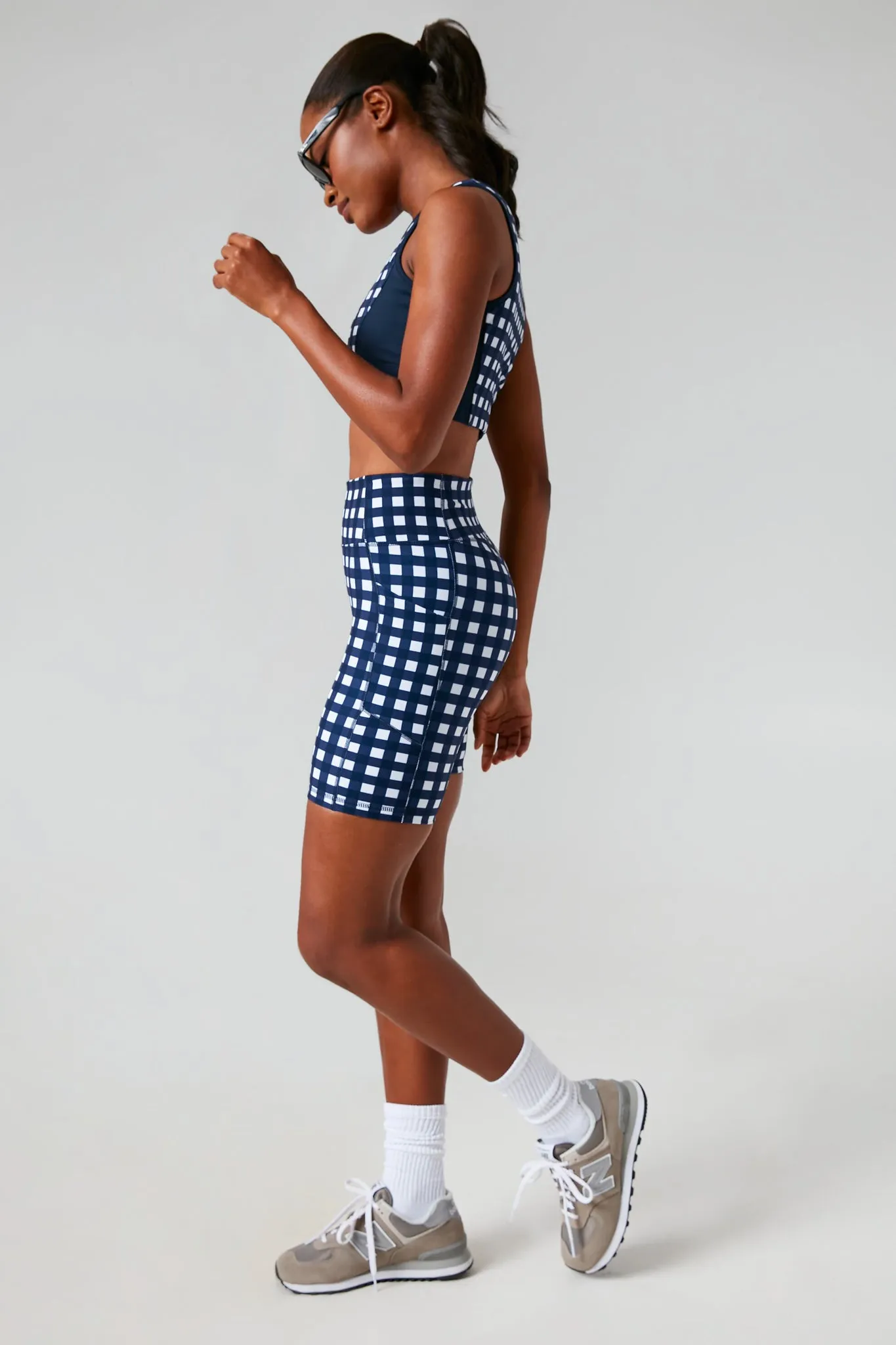 Navy Trellis Gingham 7 Inch Ava Bike Short sold by Tuckernuck product image thumbnail 2