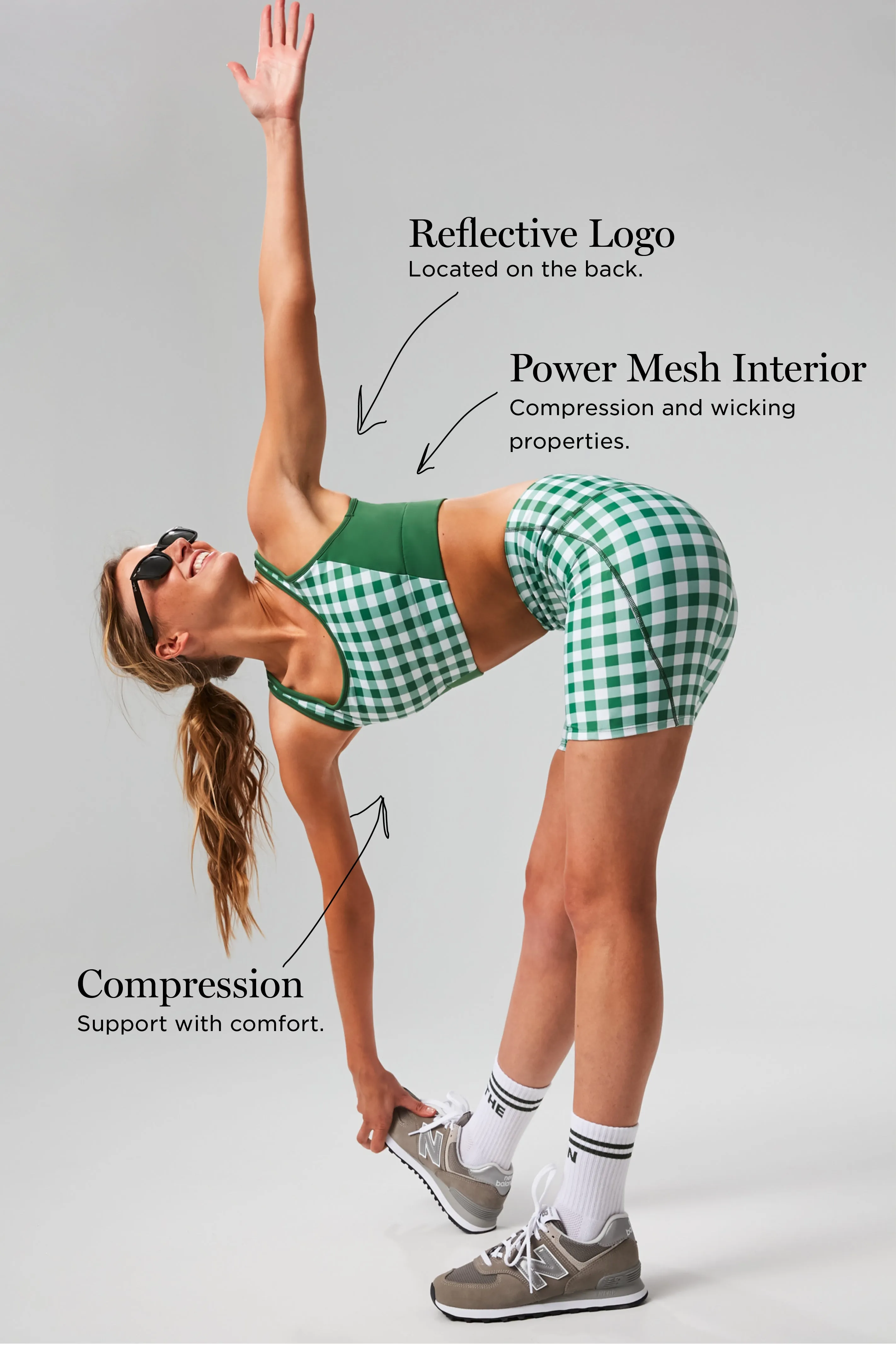 Green Trellis Gingham Jean Sports Bra sold by Tuckernuck product image thumbnail 3