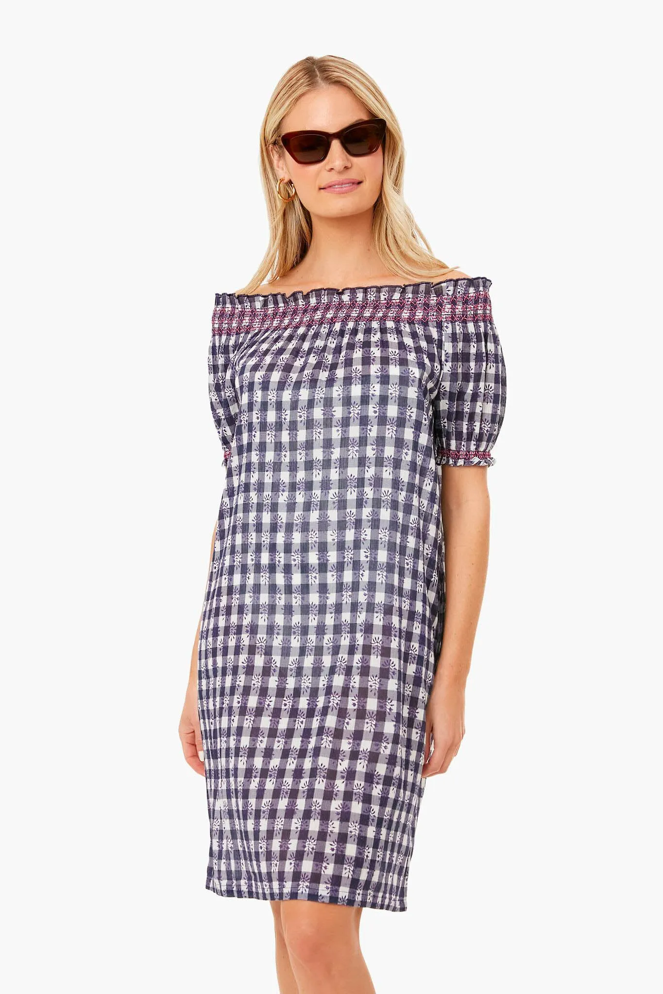 Embroidered Bleu Check Toulon Coverup sold by Tuckernuck product image thumbnail 3
