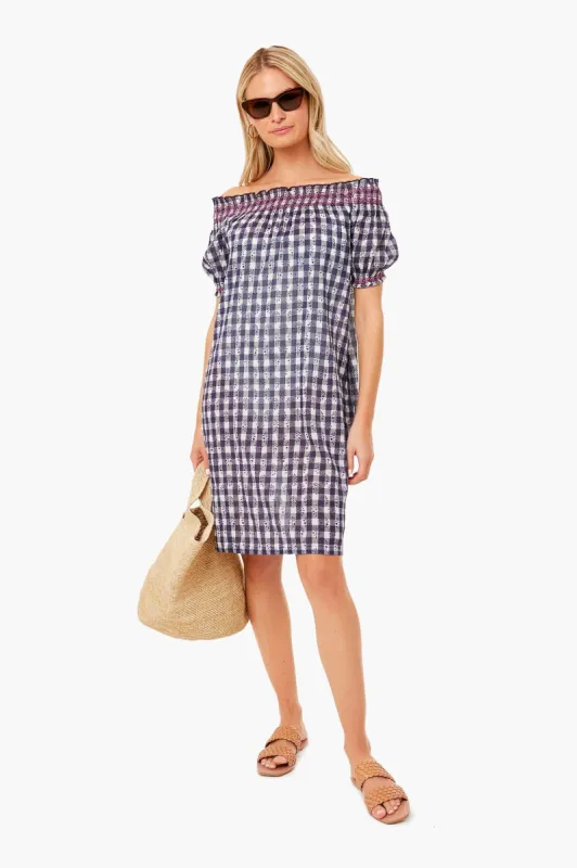 Embroidered Bleu Check Toulon Coverup sold by Tuckernuck