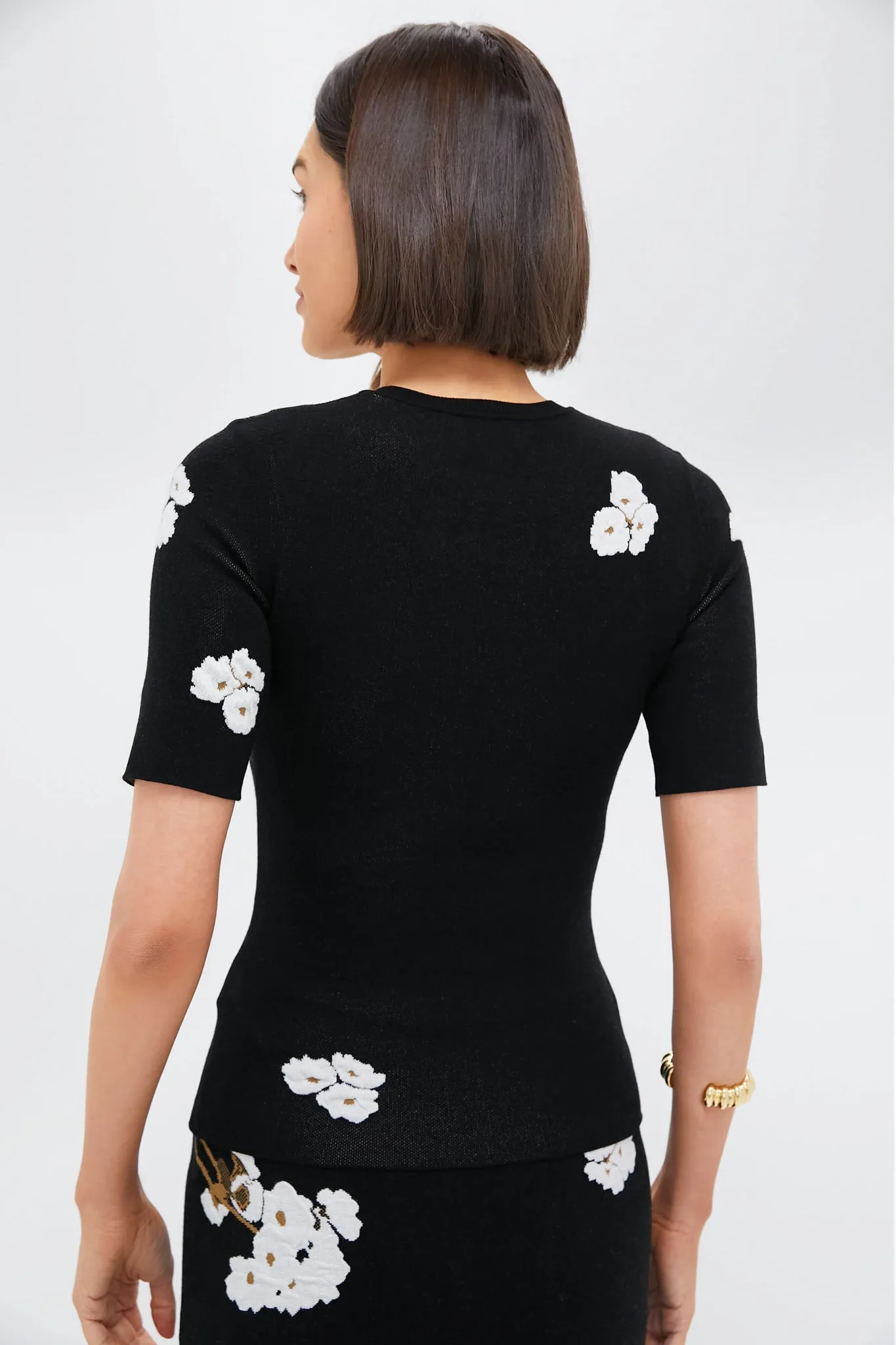 Elena Garden Black Short Sleeve Knit Top sold by Tuckernuck product image thumbnail 4