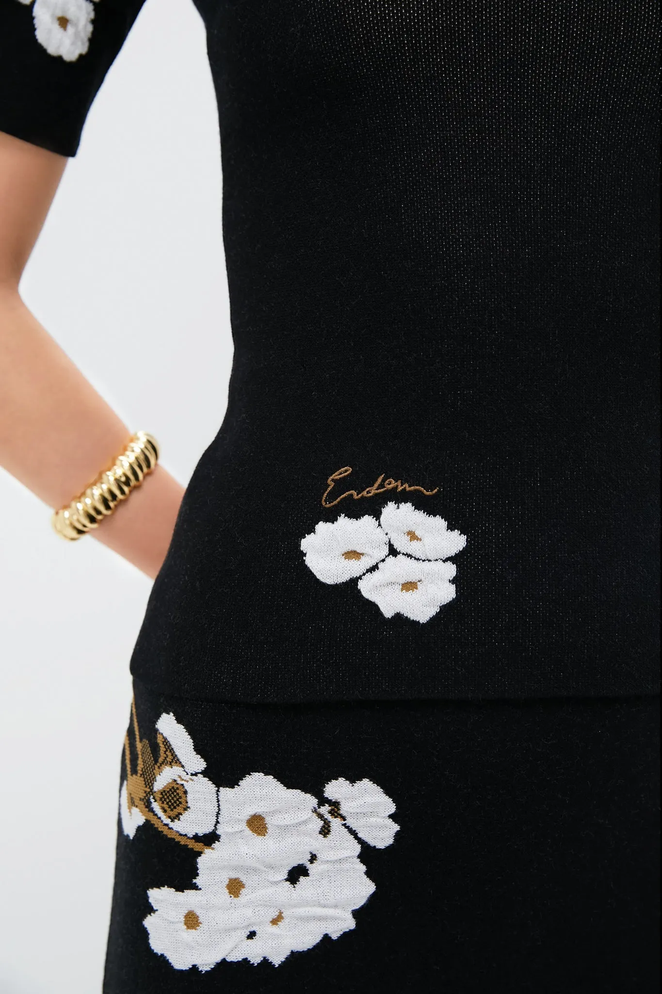 Elena Garden Black Short Sleeve Knit Top sold by Tuckernuck product image thumbnail 5