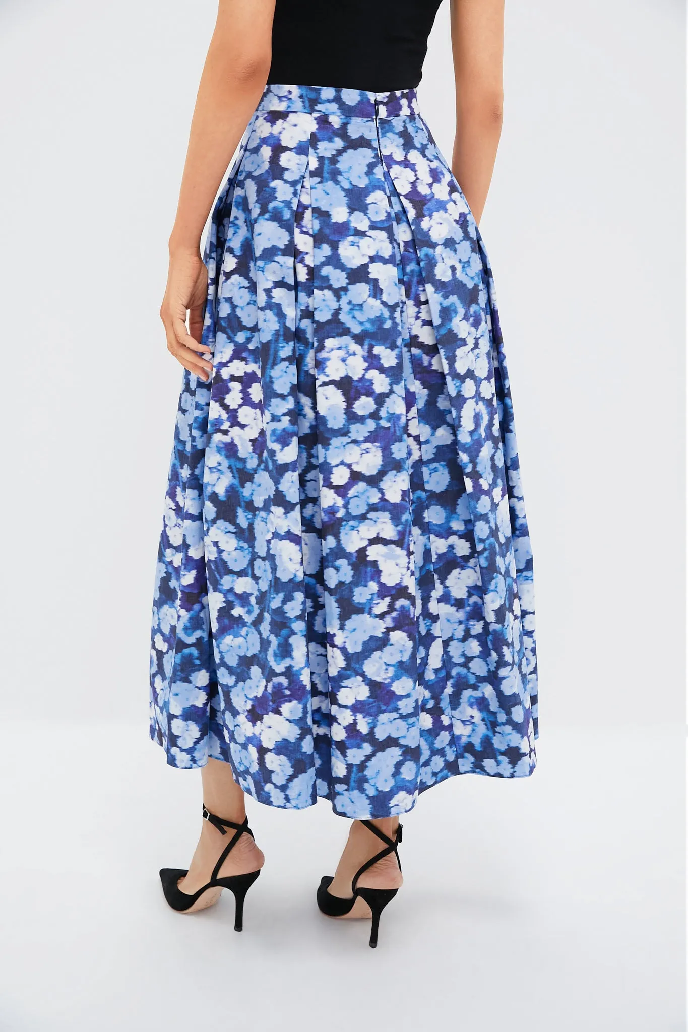 Havelock Blossom Indigo Pleated Midi Skirt sold by Tuckernuck product image thumbnail 4