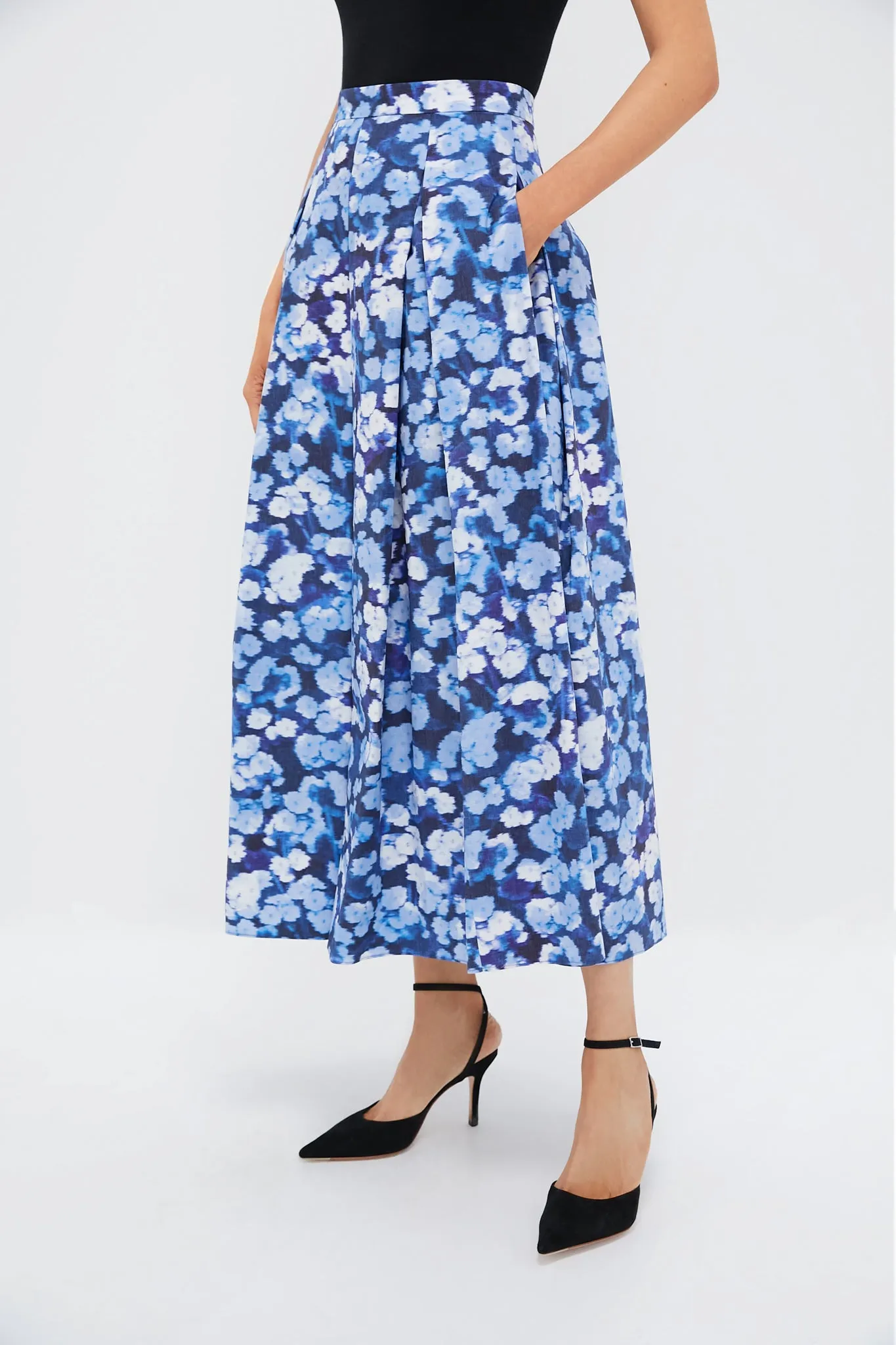 Havelock Blossom Indigo Pleated Midi Skirt sold by Tuckernuck product image thumbnail 3