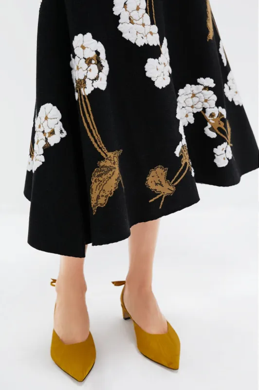 Elena Garden Black A-line Midi Knit Skirt sold by Tuckernuck