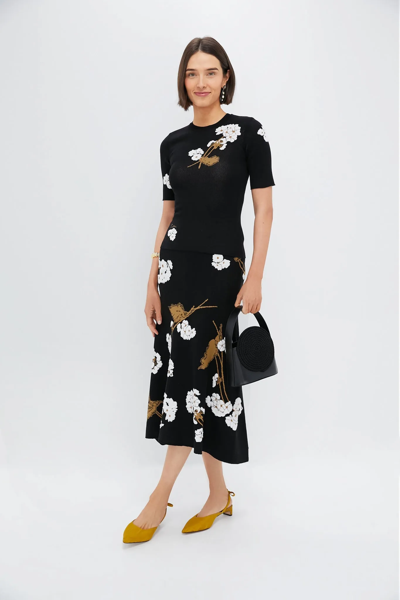 Elena Garden Black A-line Midi Knit Skirt sold by Tuckernuck product image thumbnail 2