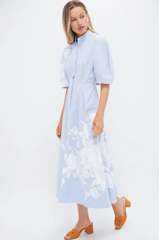 Violetta Etch Blue Short Sleeve Midi Shirt Dress sold by Tuckernuck