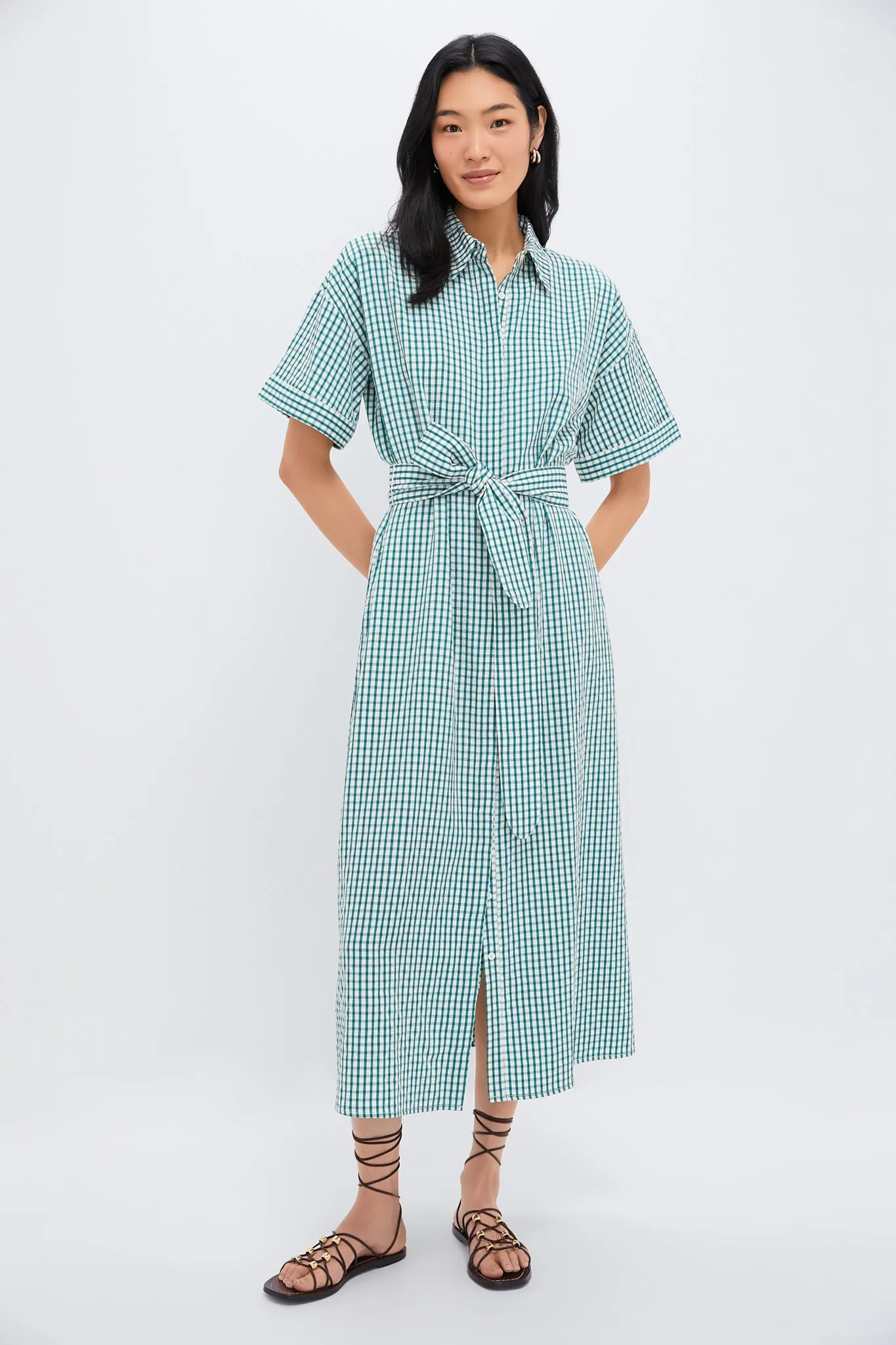 Green Gingham Seersucker Zacara Dress sold by Tuckernuck