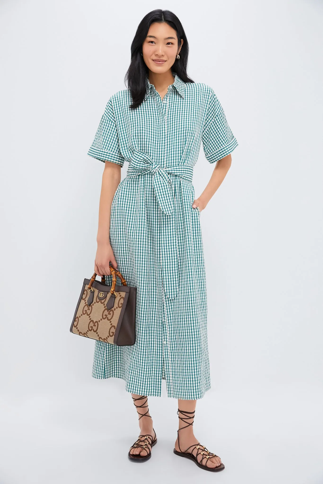 Green Gingham Seersucker Zacara Dress sold by Tuckernuck product image thumbnail 2