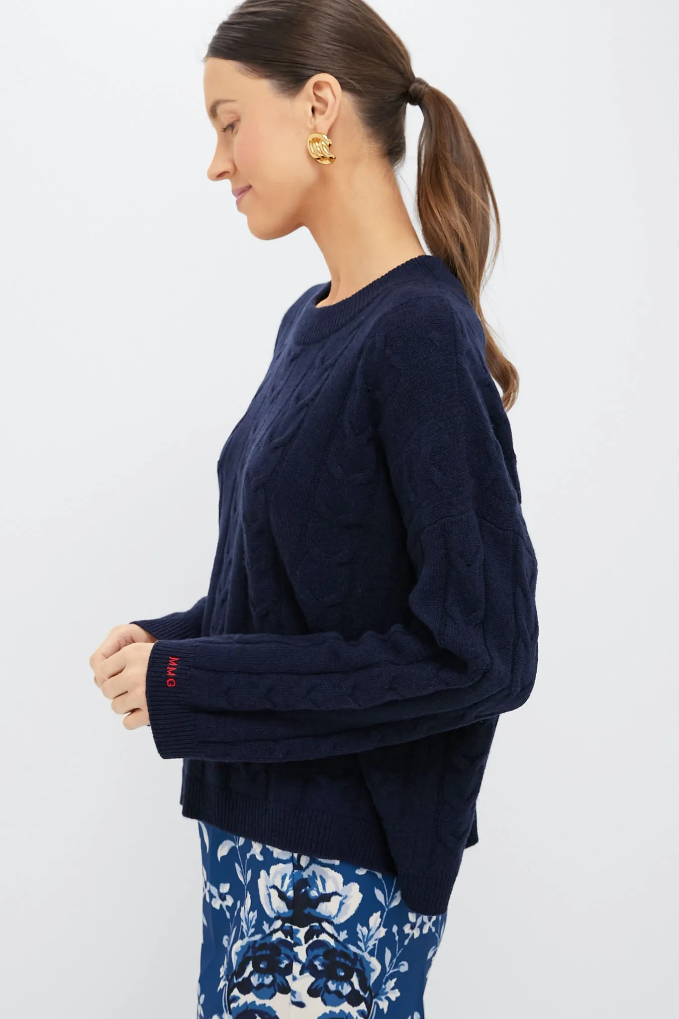Navy Cashmere Eloise Cable Knit Sweater sold by Tuckernuck product image thumbnail 3