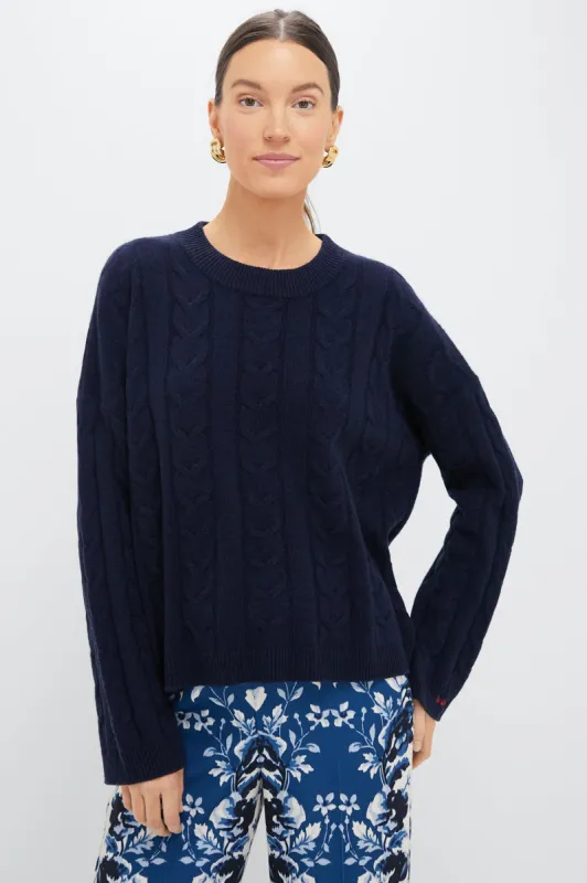 Navy Cashmere Eloise Cable Knit Sweater sold by Tuckernuck