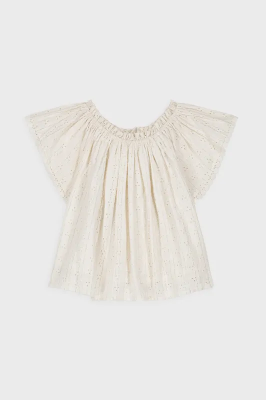 Cream Eyelet Perla Blouse sold by Tuckernuck
