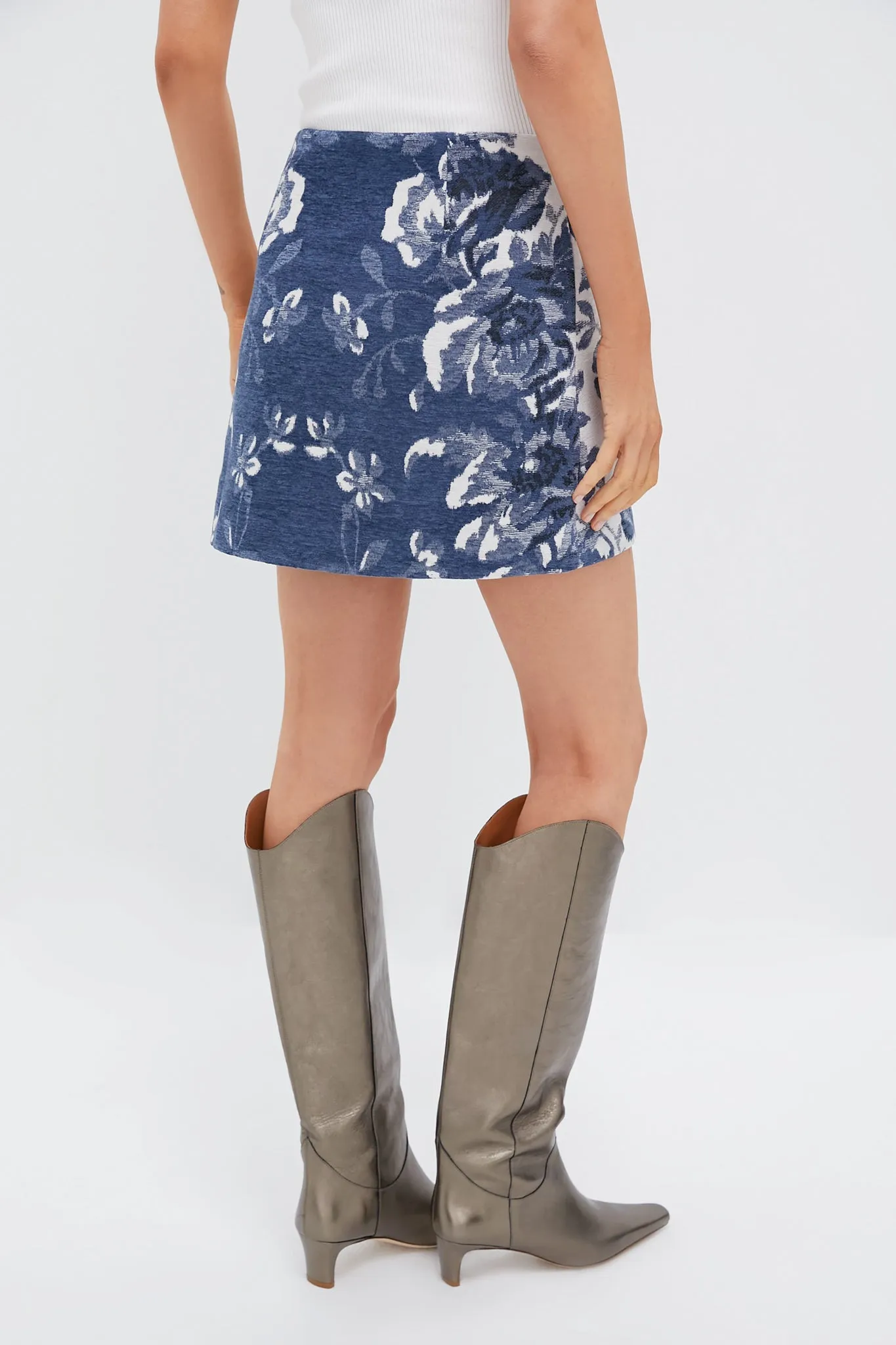 Indigo Reflection Knit Jacquard Meg Mini Skirt sold by Tuckernuck product image thumbnail 4