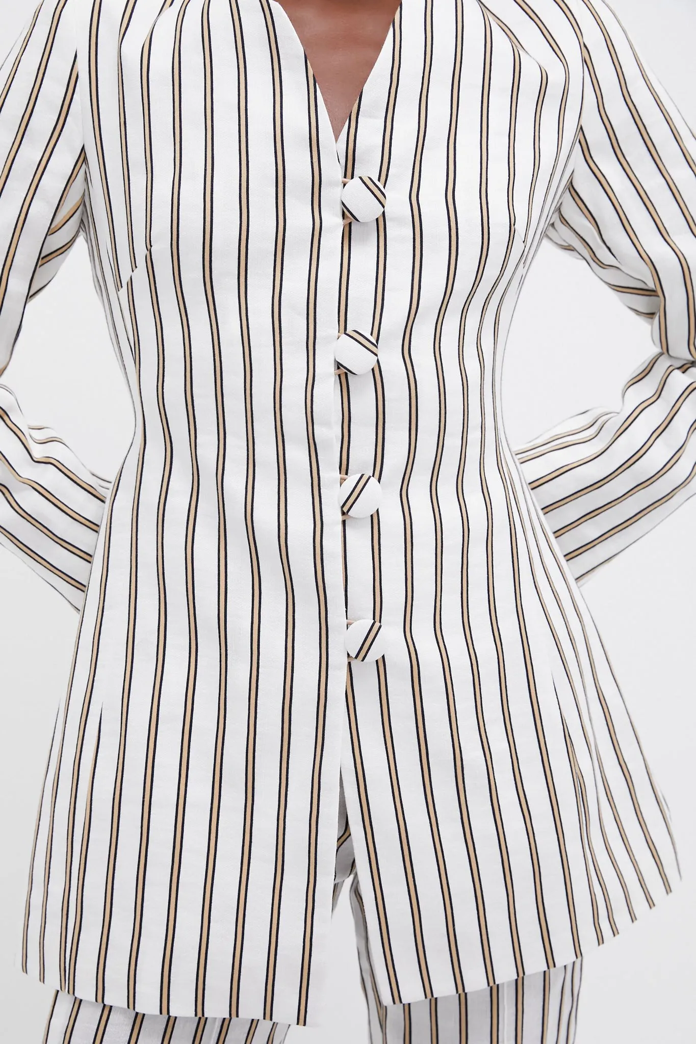 Ecru and Beige Claude Linen Stripes Top sold by Tuckernuck product image thumbnail 5