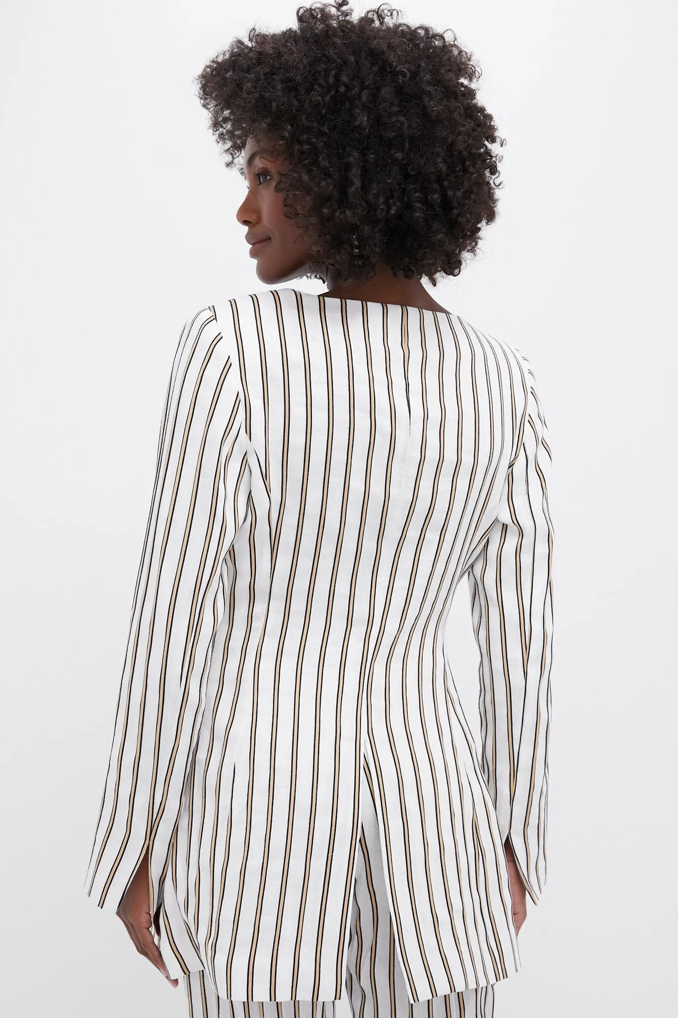 Ecru and Beige Claude Linen Stripes Top sold by Tuckernuck product image thumbnail 4