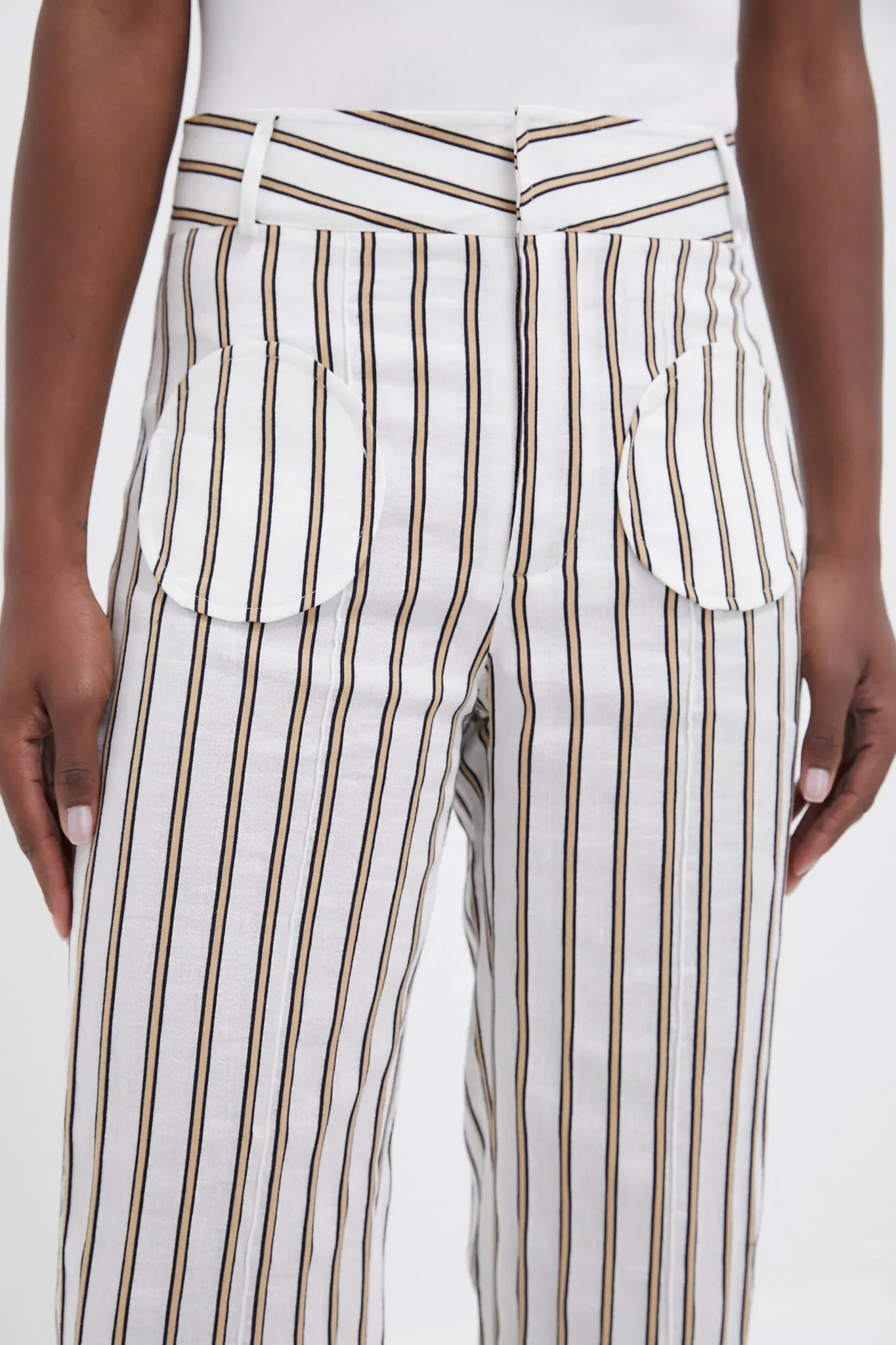 Ecru and Beige Olafur Linen Stripes Pants sold by Tuckernuck product image thumbnail 5