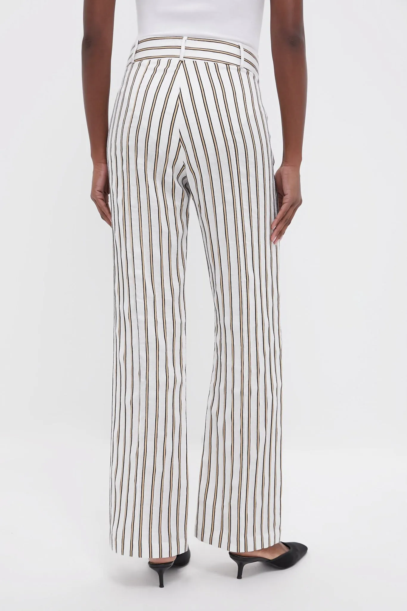Ecru and Beige Olafur Linen Stripes Pants sold by Tuckernuck product image thumbnail 4