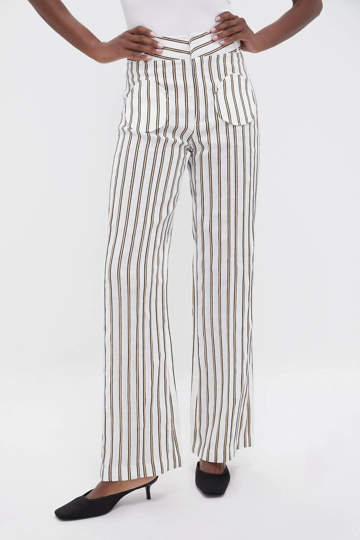 Ecru and Beige Olafur Linen Stripes Pants sold by Tuckernuck