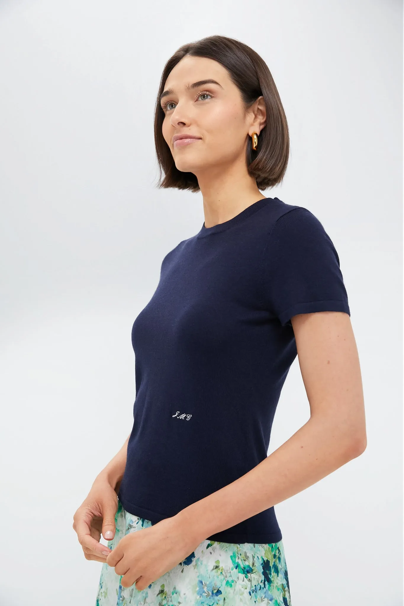 Navy Cashmere Silk Blend Katie Tee sold by Tuckernuck product image thumbnail 3