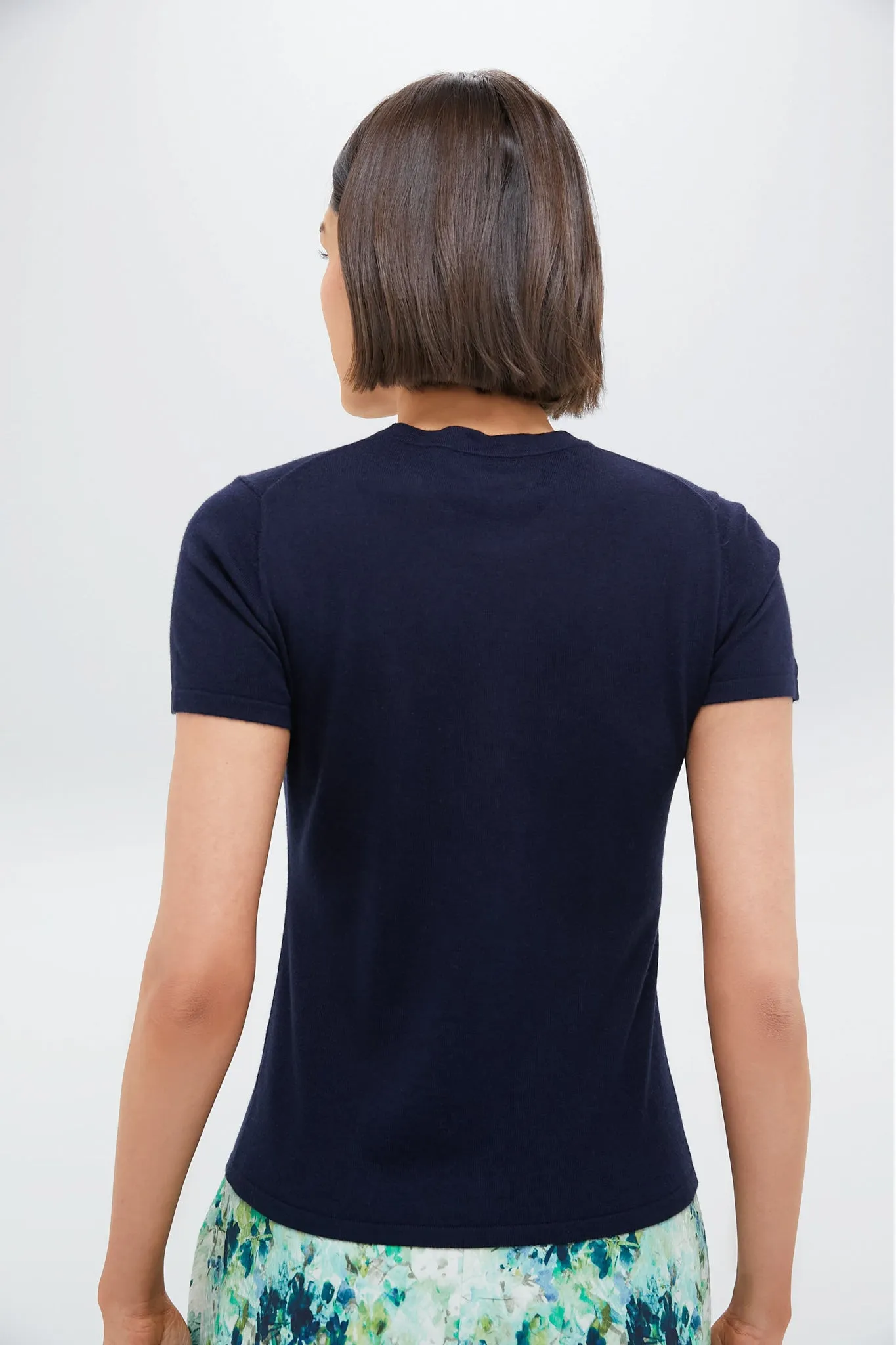 Navy Cashmere Silk Blend Katie Tee sold by Tuckernuck product image thumbnail 4