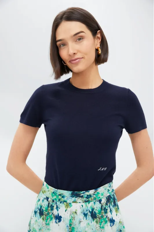 Navy Cashmere Silk Blend Katie Tee sold by Tuckernuck
