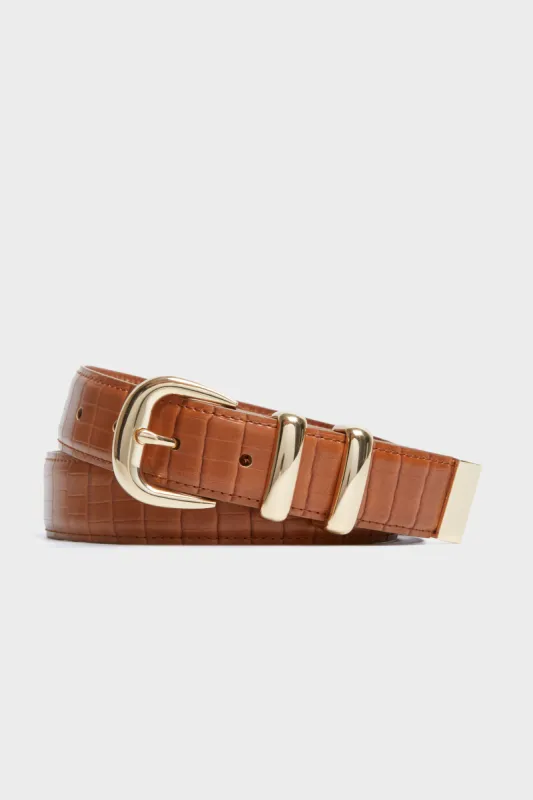 Brown Croc-Embossed Classic Belt sold by Tuckernuck