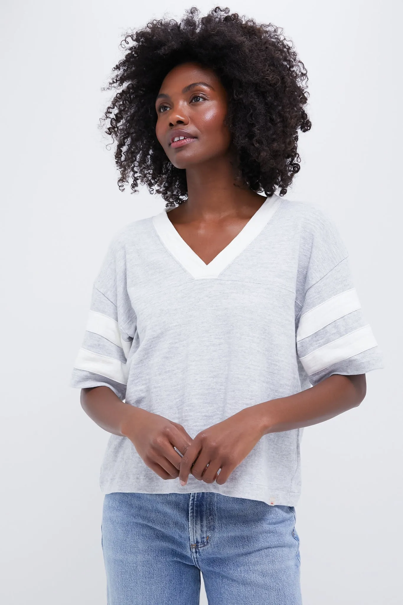 Light Grey Heather Sunwashed Slub Varsity Tee sold by Tuckernuck