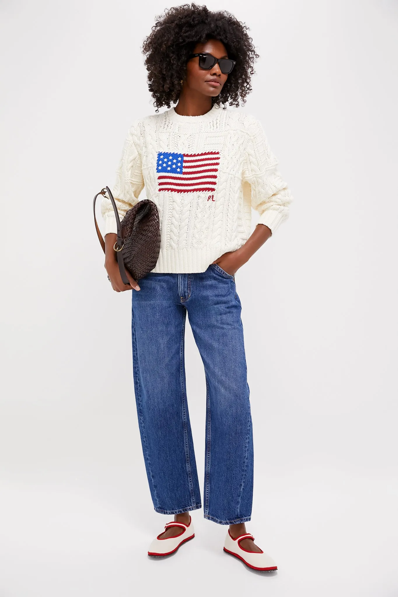 Cream American Flag Long Sleeve Pullover sold by Tuckernuck product image thumbnail 2